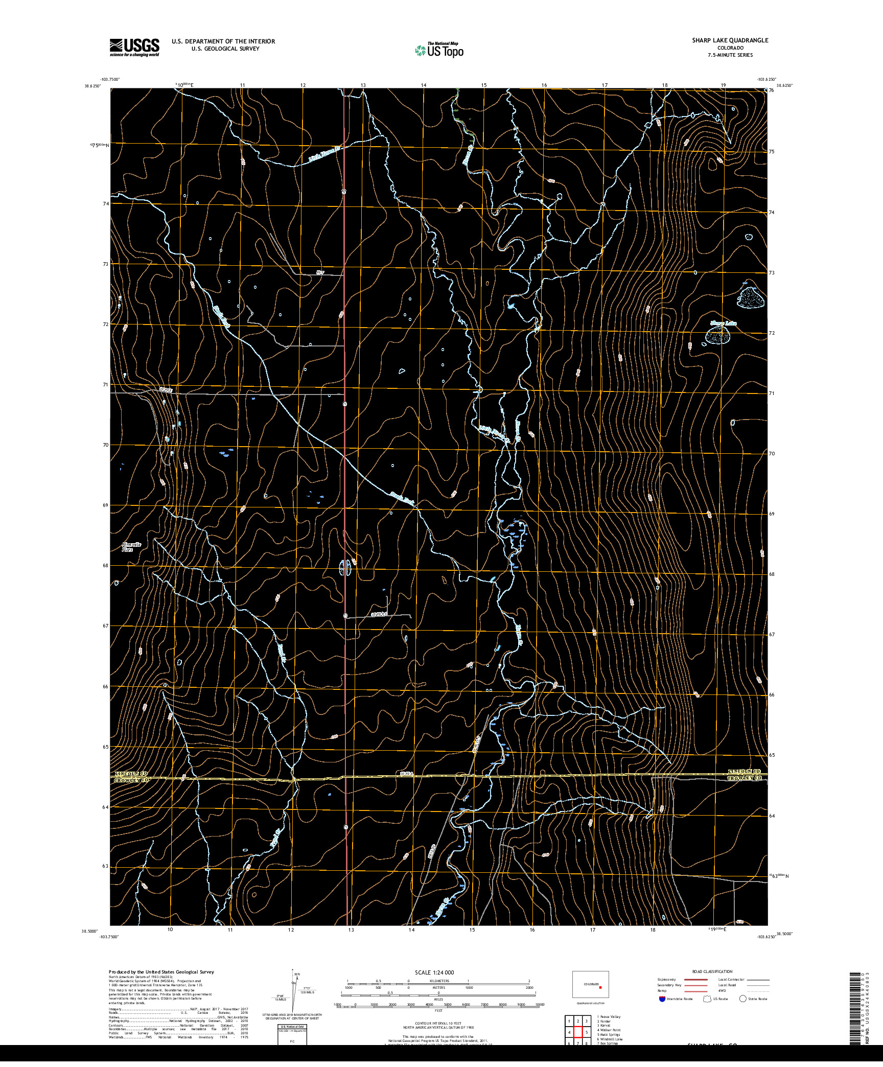 USGS US TOPO 7.5-MINUTE MAP FOR SHARP LAKE, CO 2019
