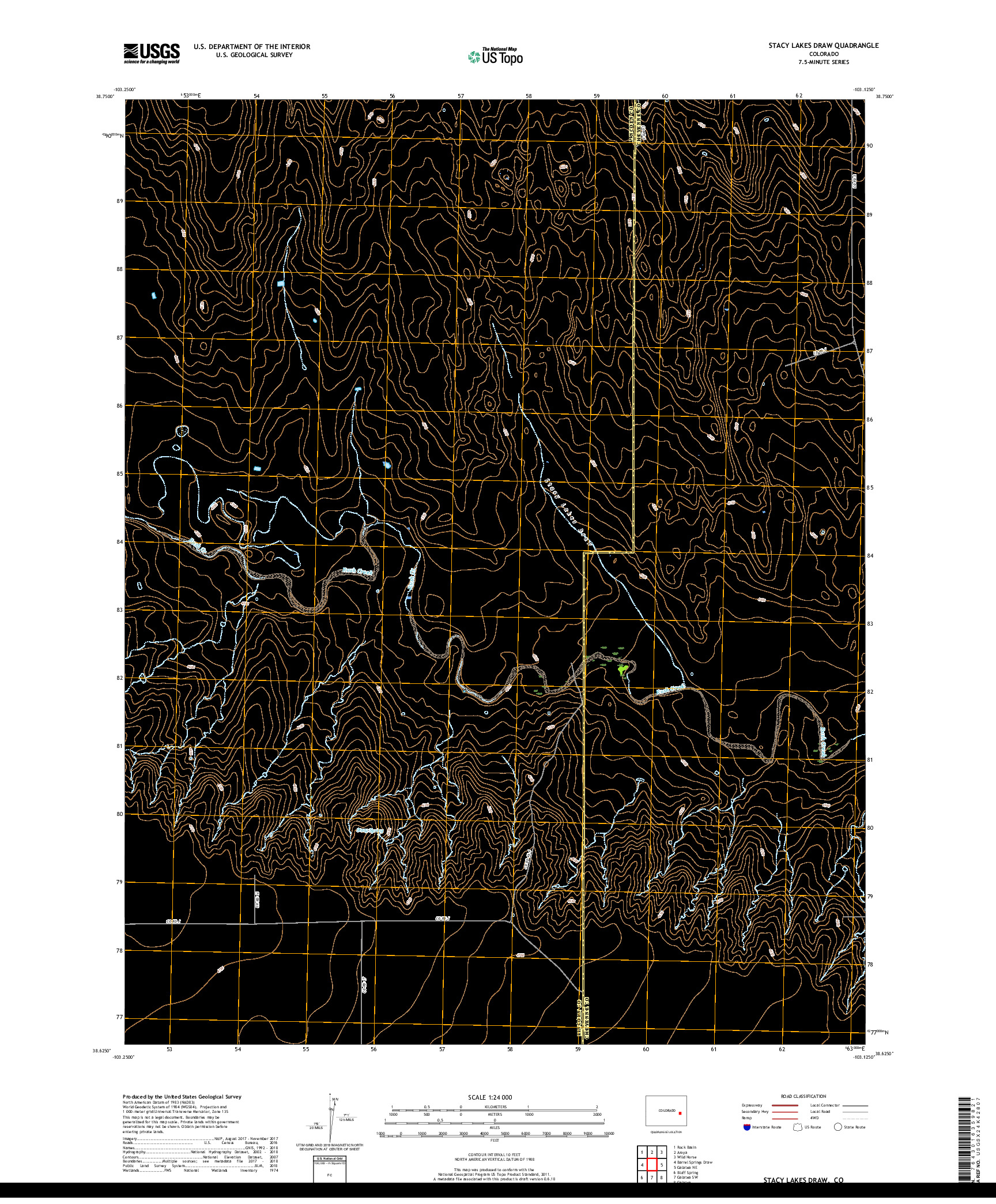 USGS US TOPO 7.5-MINUTE MAP FOR STACY LAKES DRAW, CO 2019