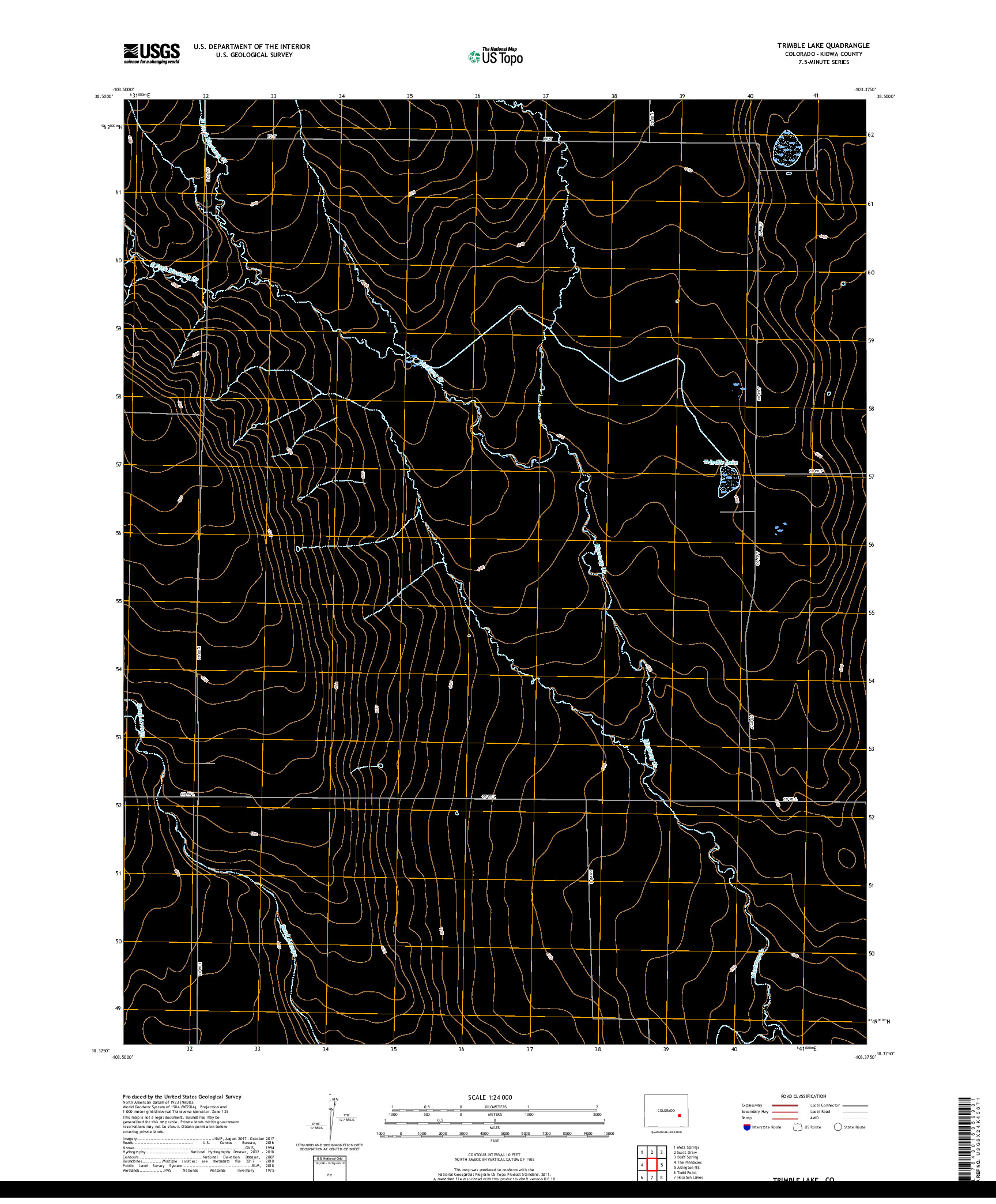 USGS US TOPO 7.5-MINUTE MAP FOR TRIMBLE LAKE, CO 2019