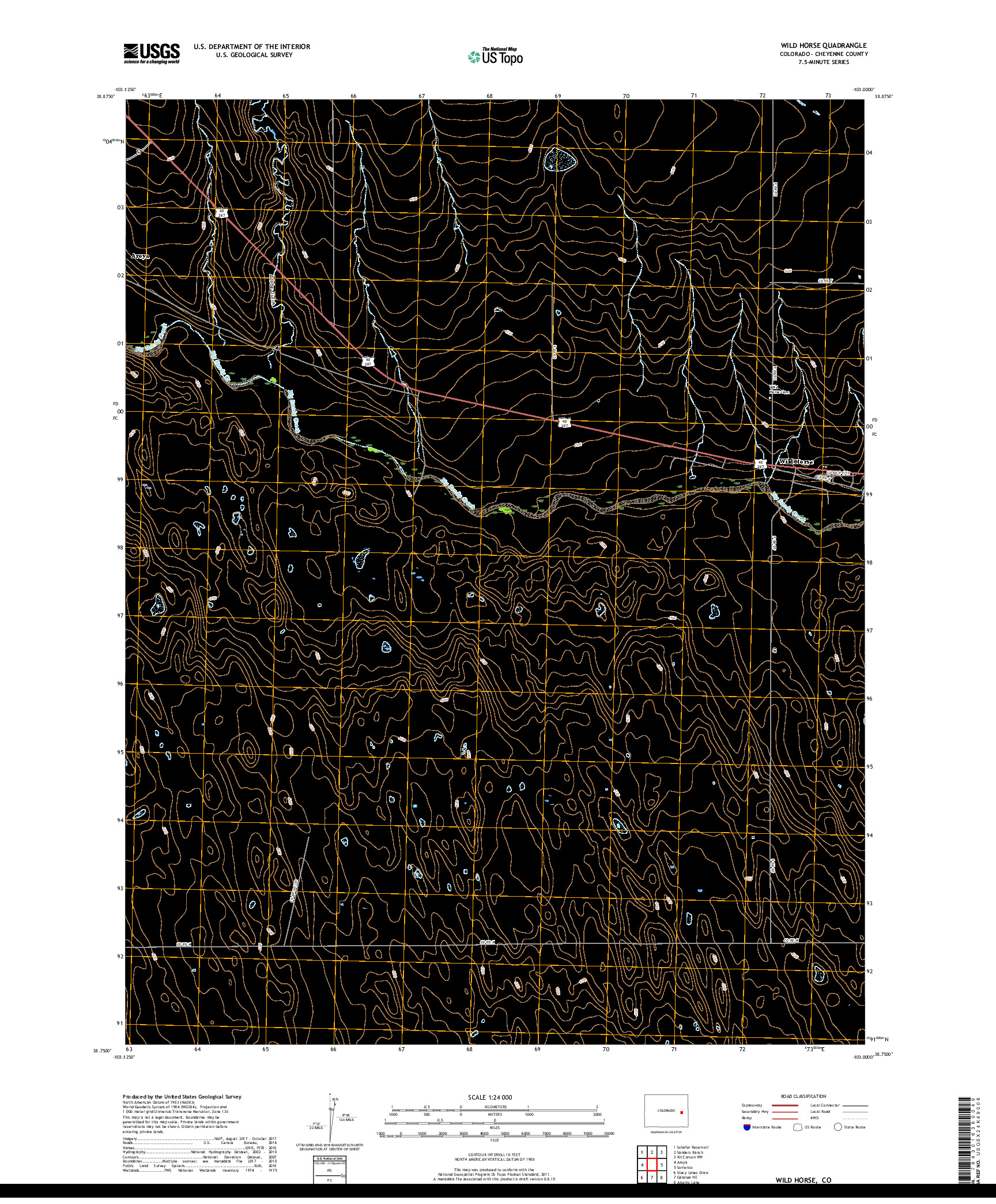 USGS US TOPO 7.5-MINUTE MAP FOR WILD HORSE, CO 2019