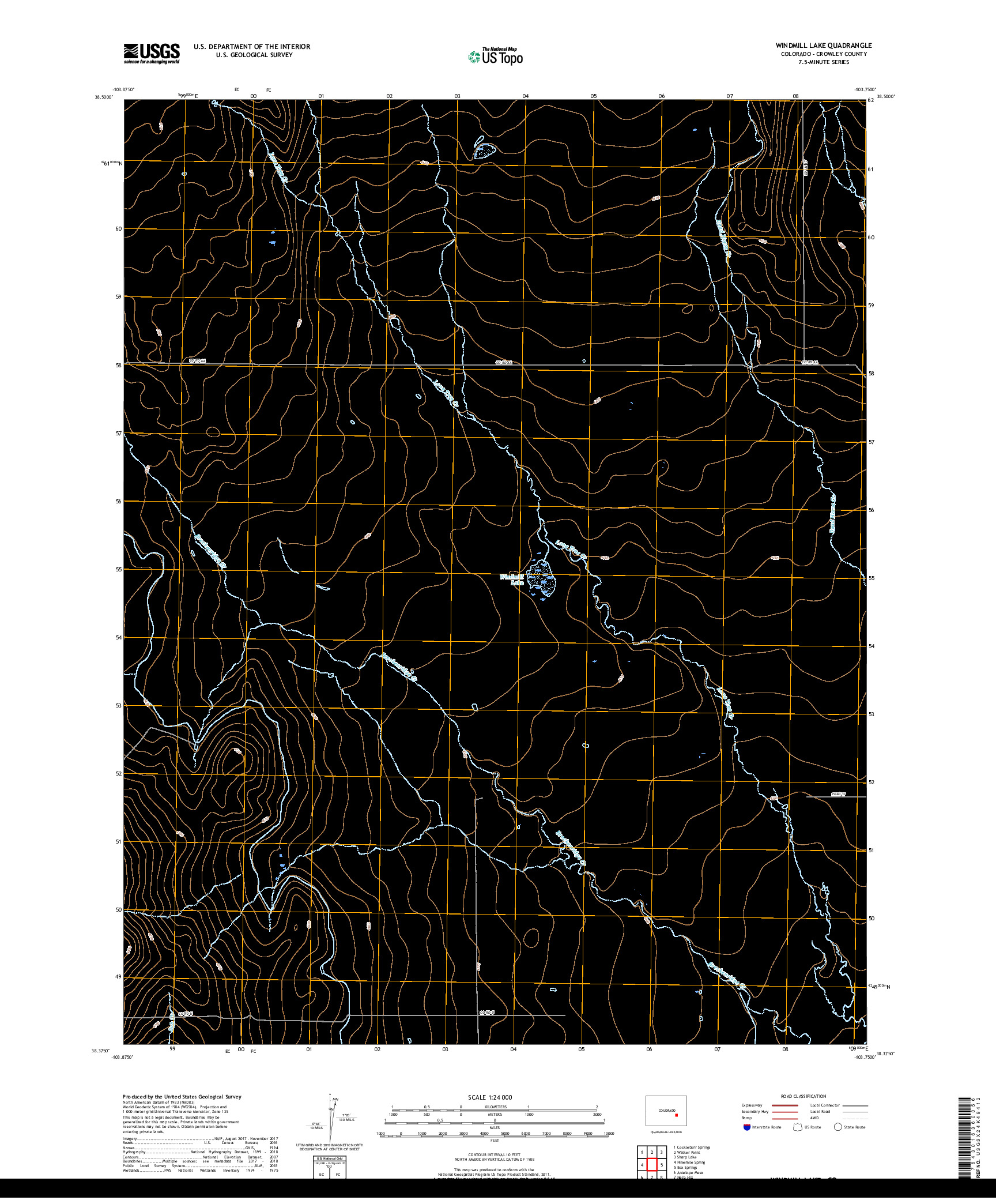 USGS US TOPO 7.5-MINUTE MAP FOR WINDMILL LAKE, CO 2019