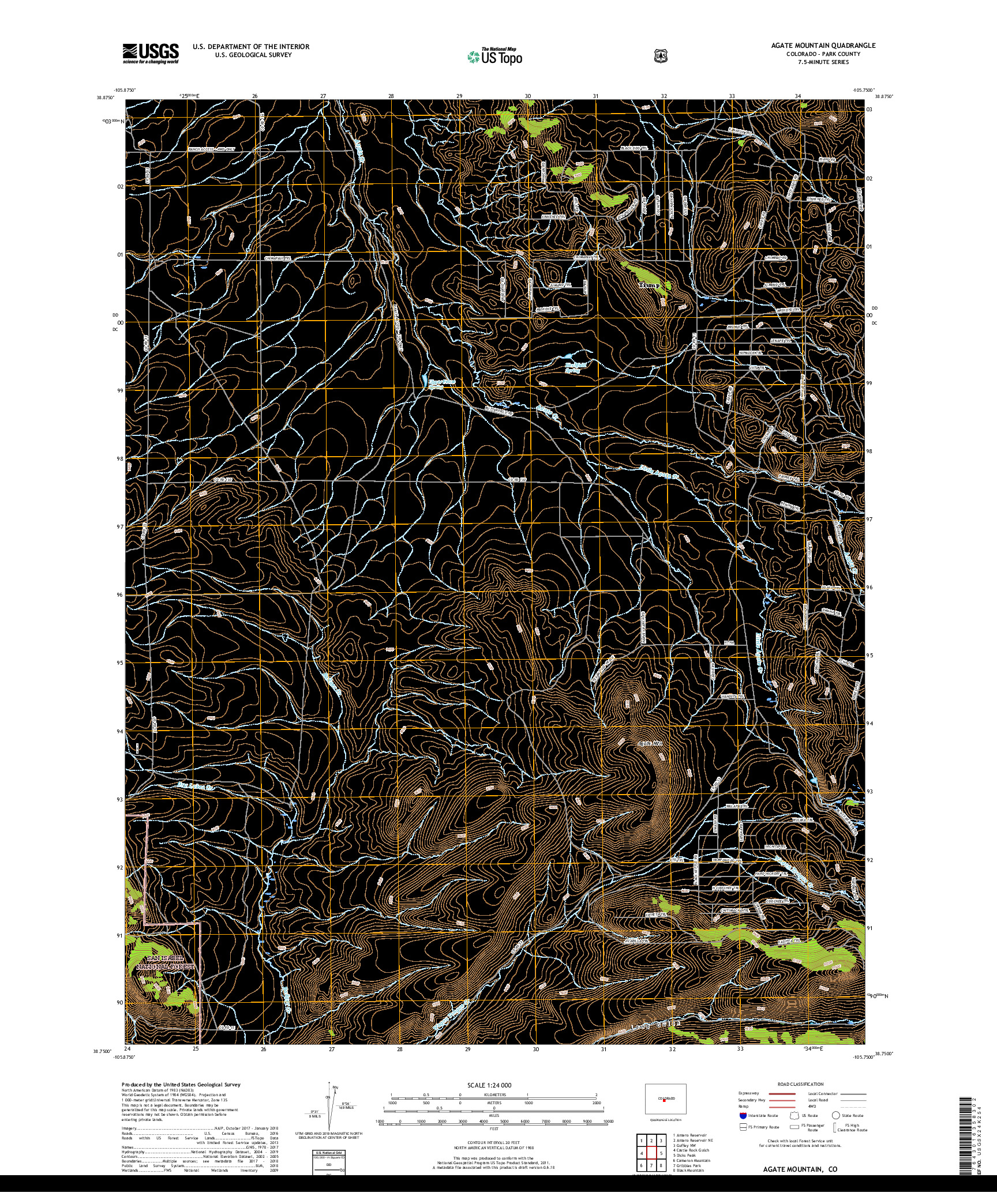 USGS US TOPO 7.5-MINUTE MAP FOR AGATE MOUNTAIN, CO 2019
