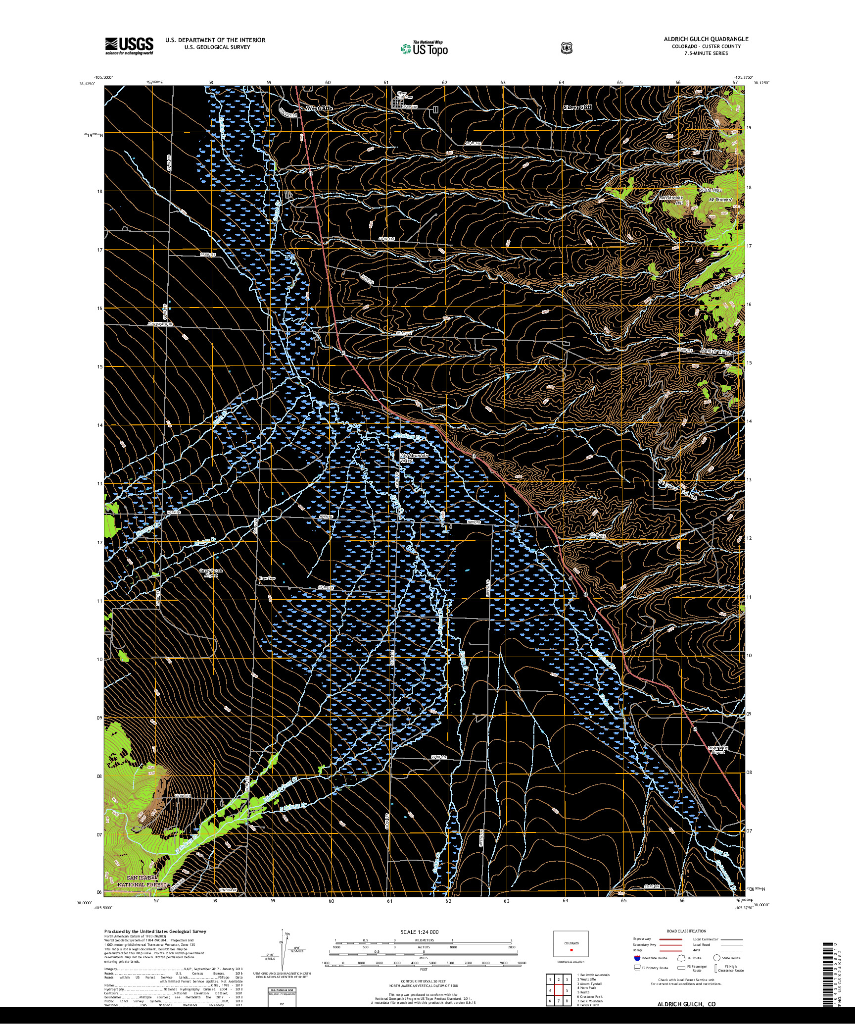 USGS US TOPO 7.5-MINUTE MAP FOR ALDRICH GULCH, CO 2019