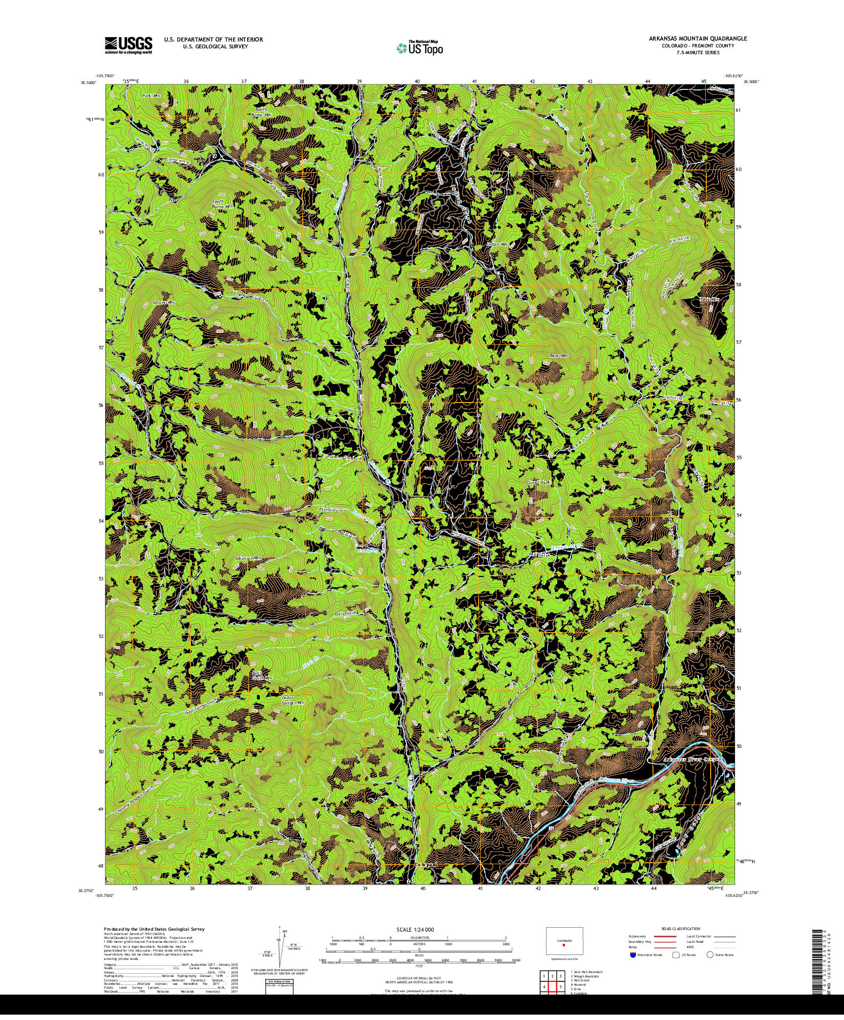 USGS US TOPO 7.5-MINUTE MAP FOR ARKANSAS MOUNTAIN, CO 2019