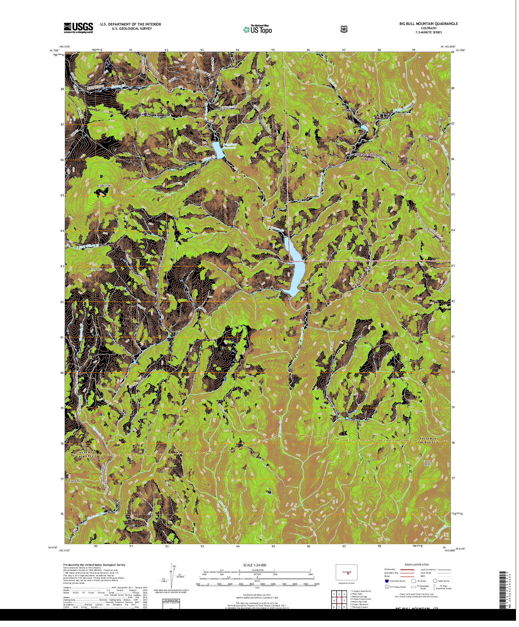 USGS US TOPO 7.5-MINUTE MAP FOR BIG BULL MOUNTAIN, CO 2019