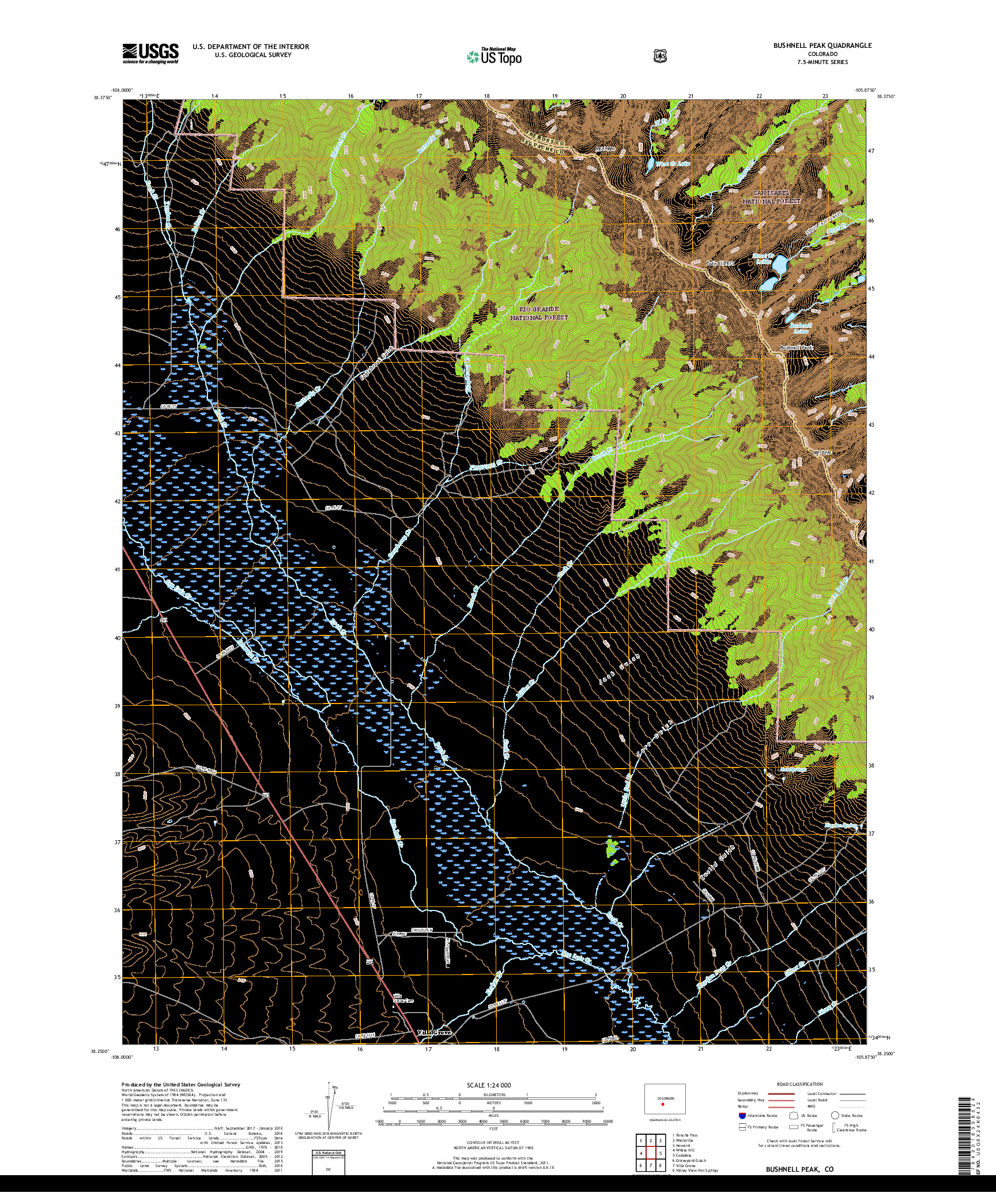USGS US TOPO 7.5-MINUTE MAP FOR BUSHNELL PEAK, CO 2019