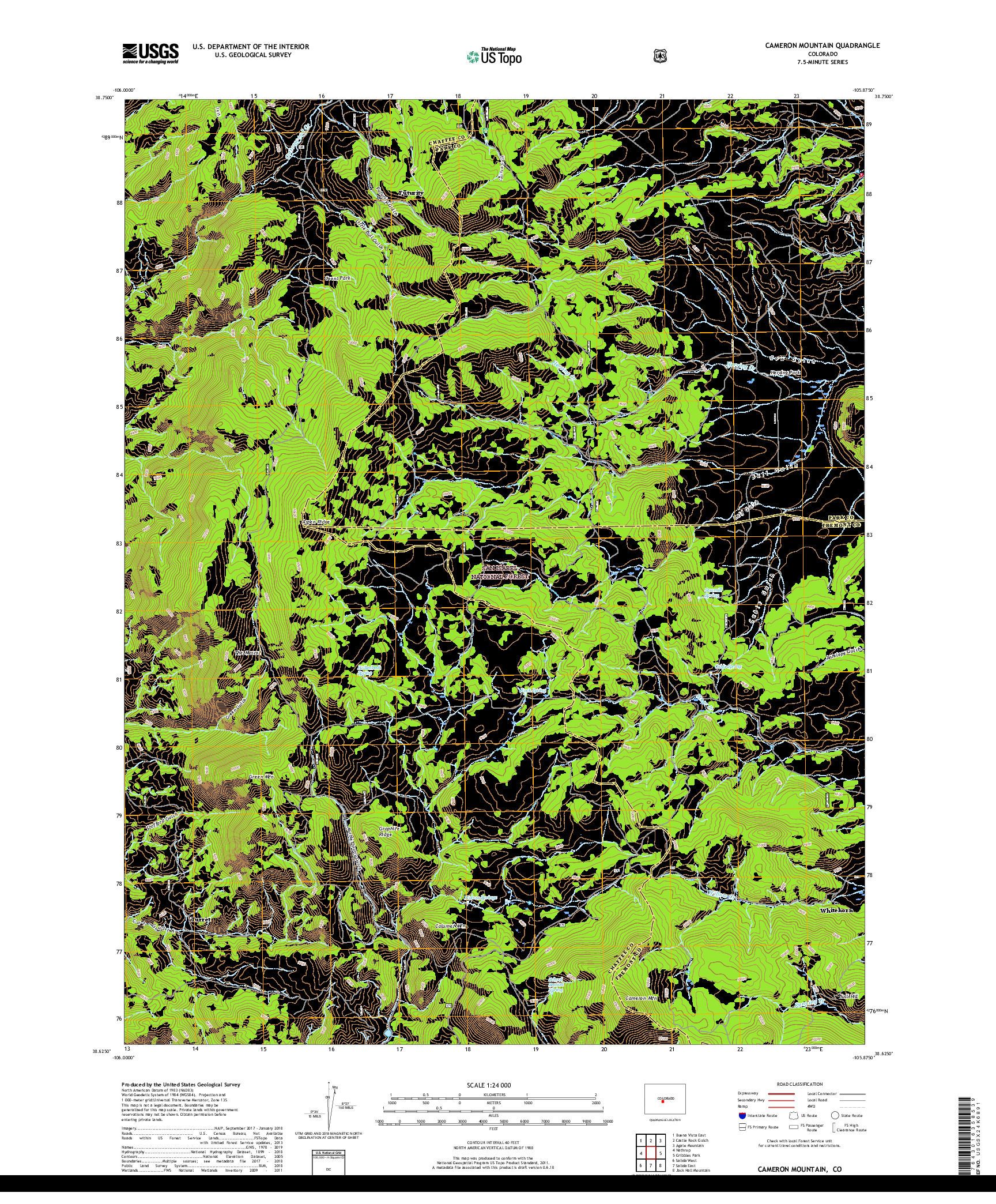 USGS US TOPO 7.5-MINUTE MAP FOR CAMERON MOUNTAIN, CO 2019