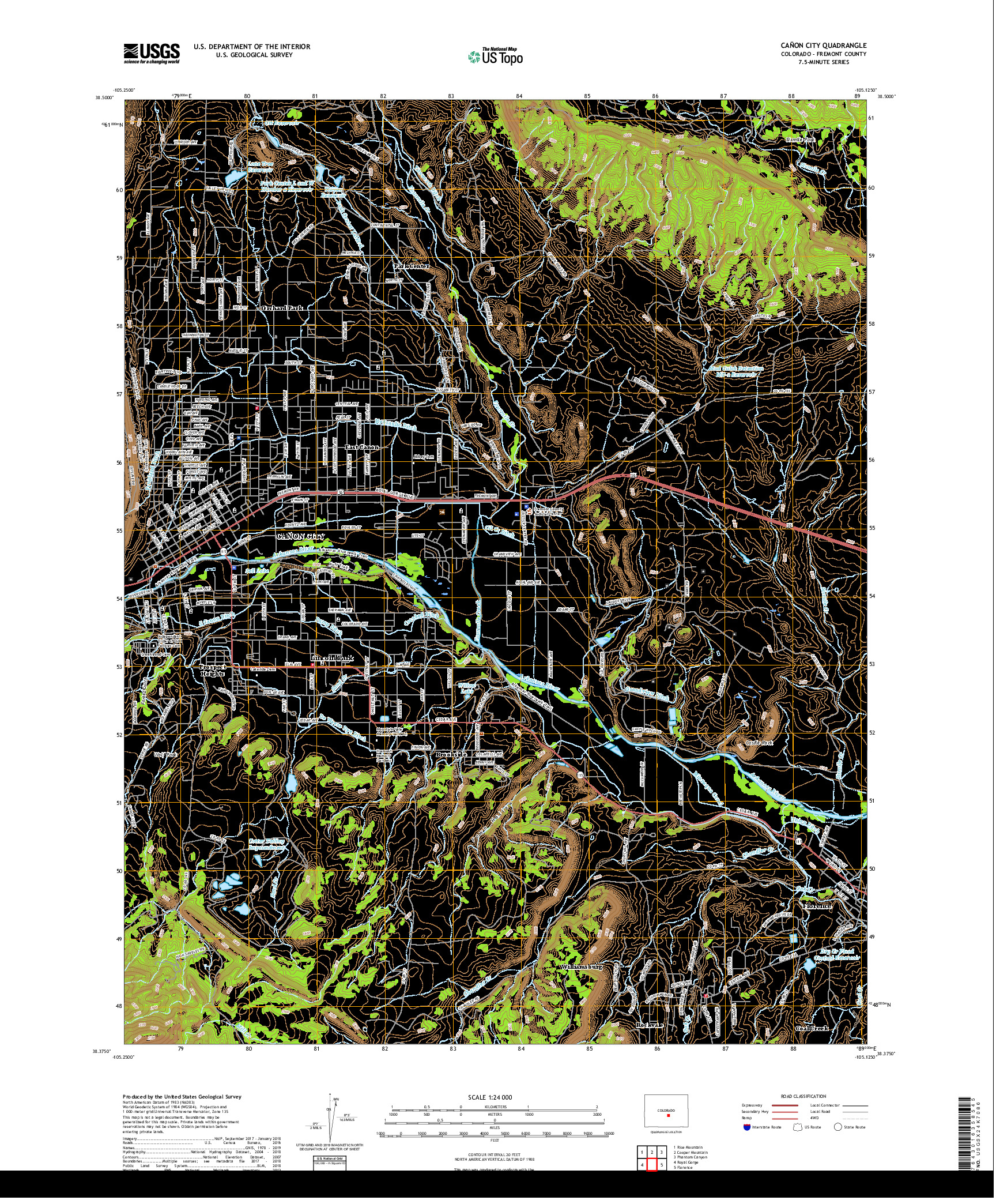 USGS US TOPO 7.5-MINUTE MAP FOR CANON CITY, CO 2019