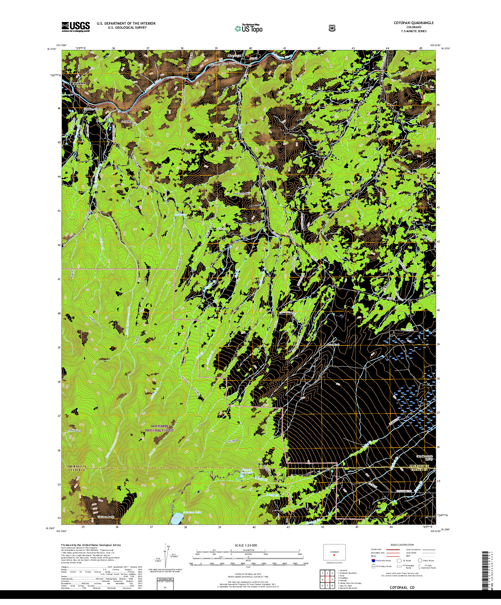 USGS US TOPO 7.5-MINUTE MAP FOR COTOPAXI, CO 2019