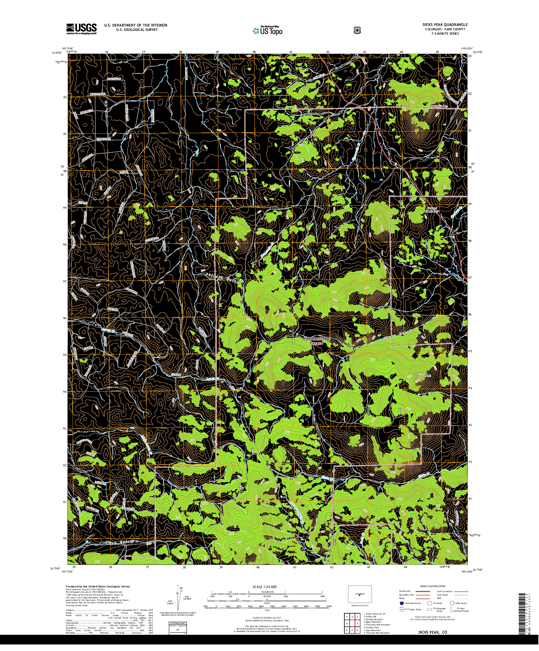 USGS US TOPO 7.5-MINUTE MAP FOR DICKS PEAK, CO 2019