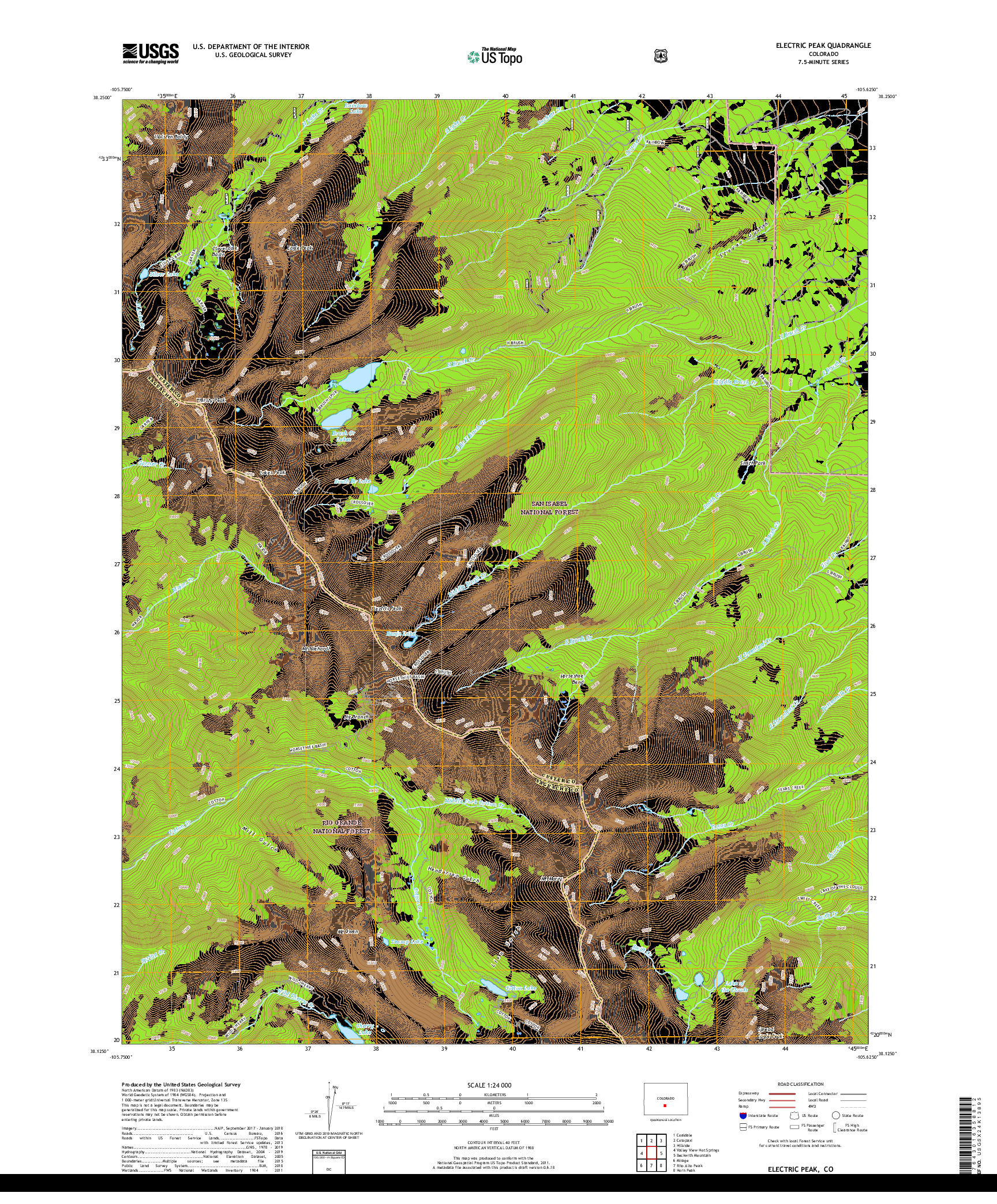 USGS US TOPO 7.5-MINUTE MAP FOR ELECTRIC PEAK, CO 2019