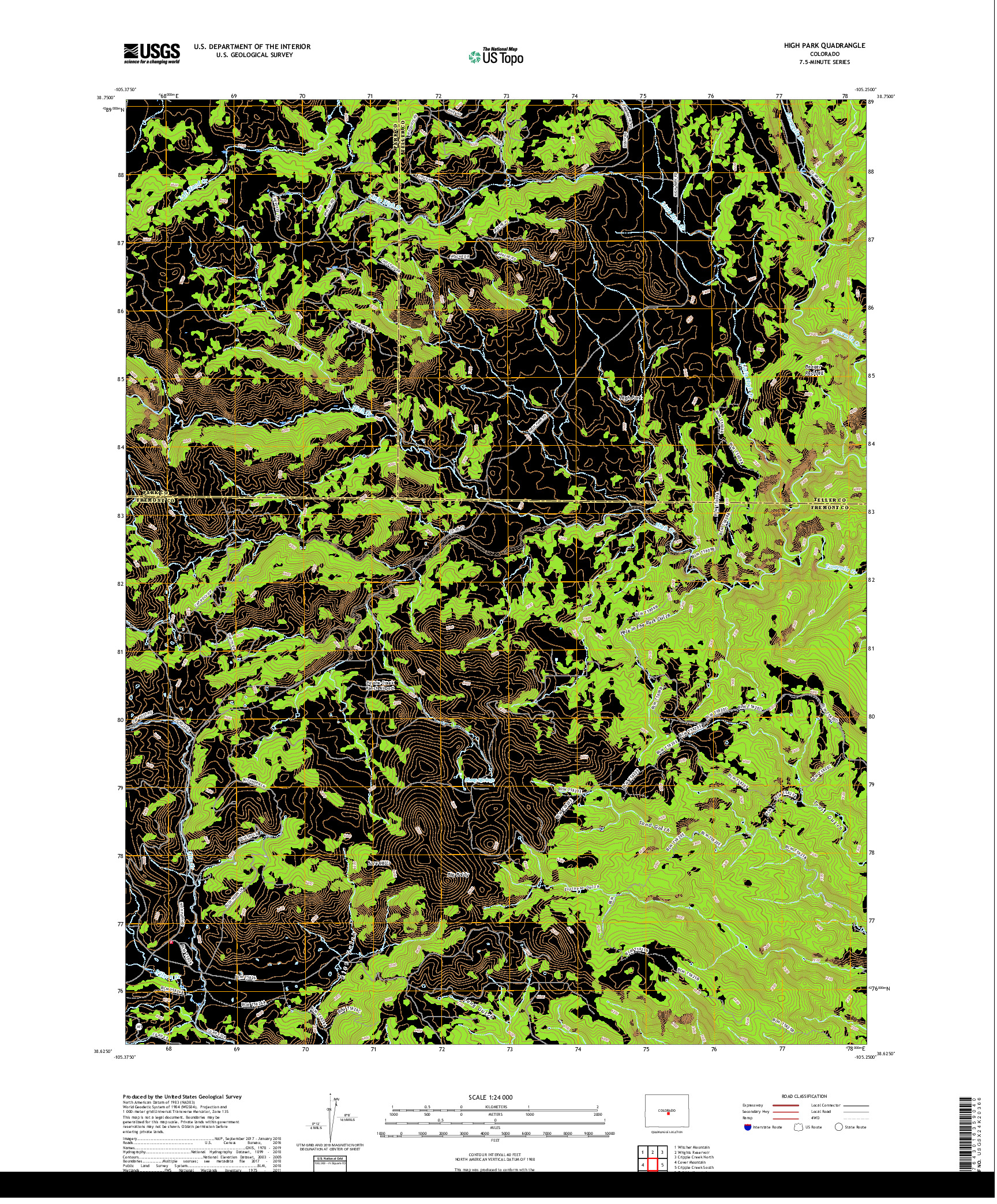 USGS US TOPO 7.5-MINUTE MAP FOR HIGH PARK, CO 2019