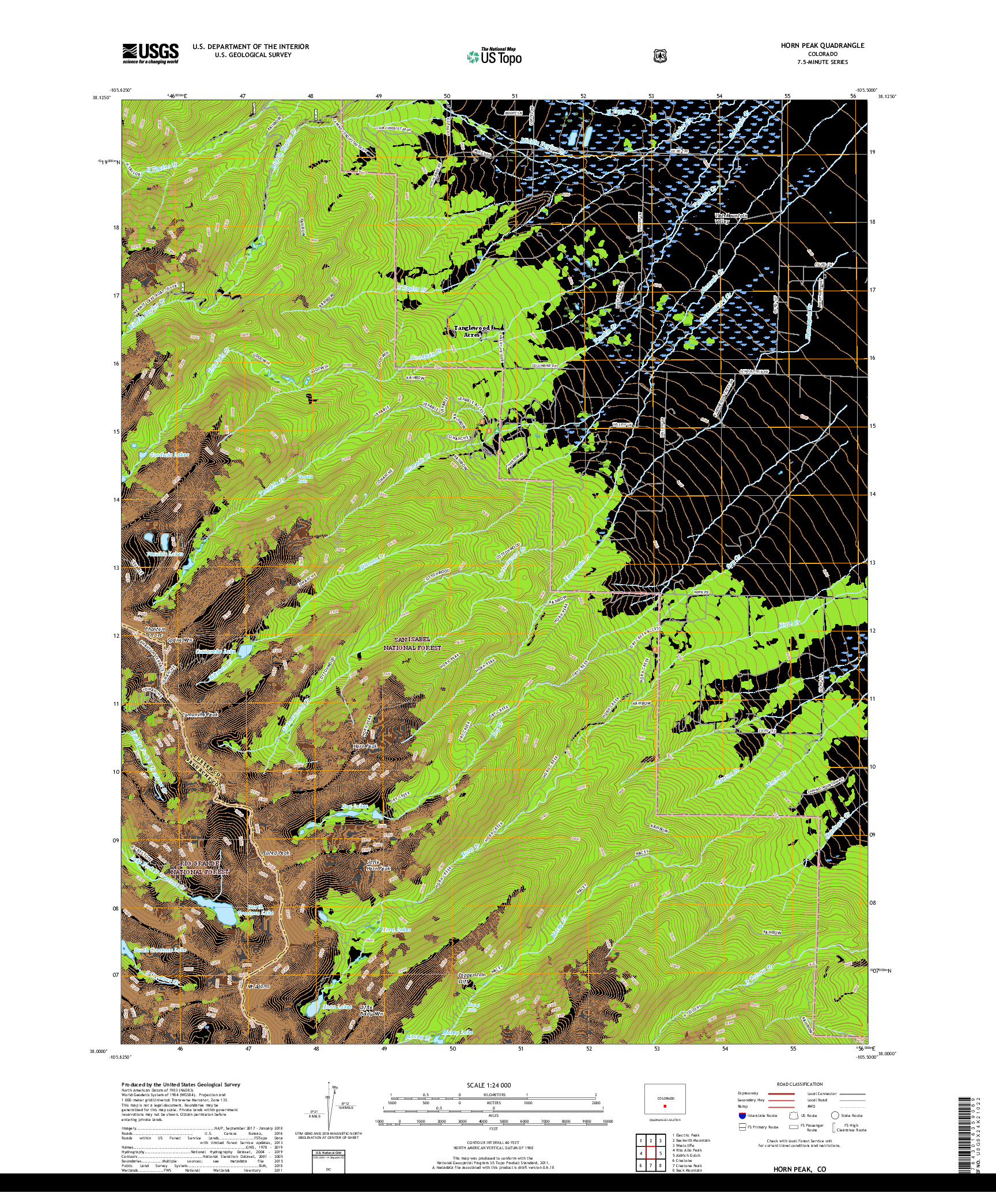 USGS US TOPO 7.5-MINUTE MAP FOR HORN PEAK, CO 2019