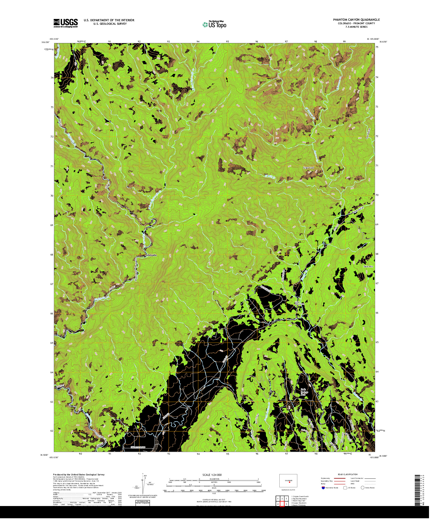 USGS US TOPO 7.5-MINUTE MAP FOR PHANTOM CANYON, CO 2019