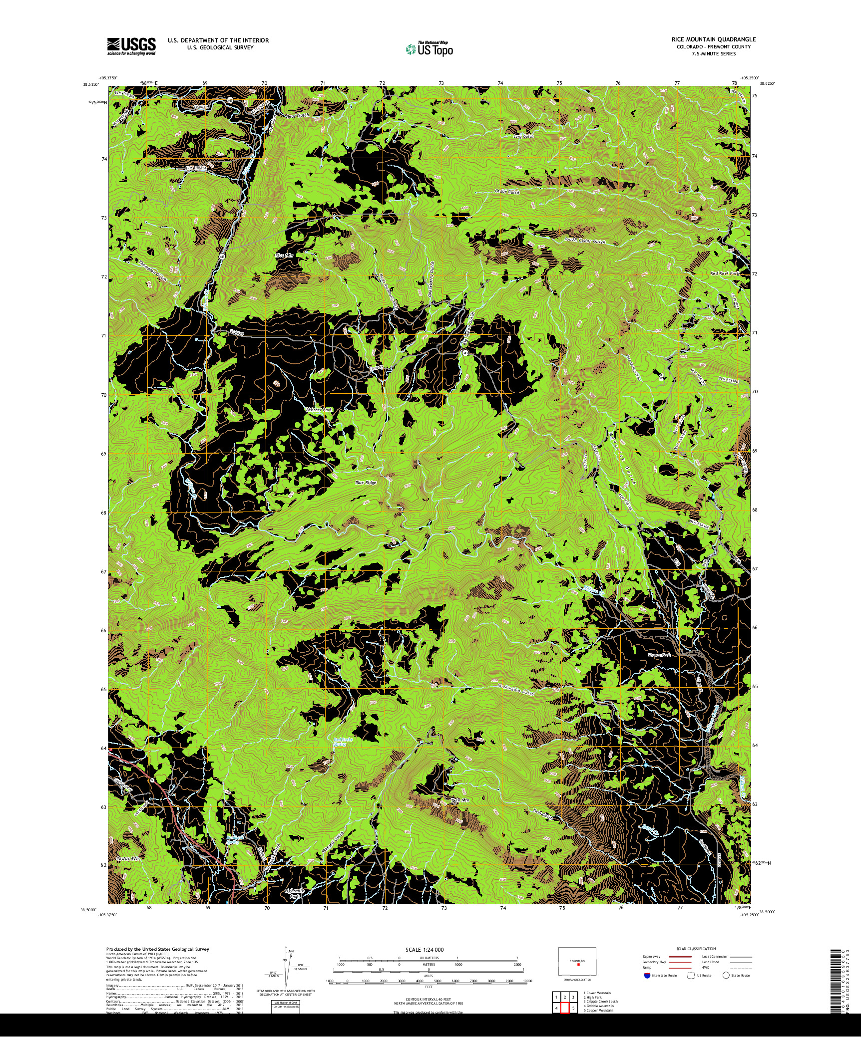 USGS US TOPO 7.5-MINUTE MAP FOR RICE MOUNTAIN, CO 2019