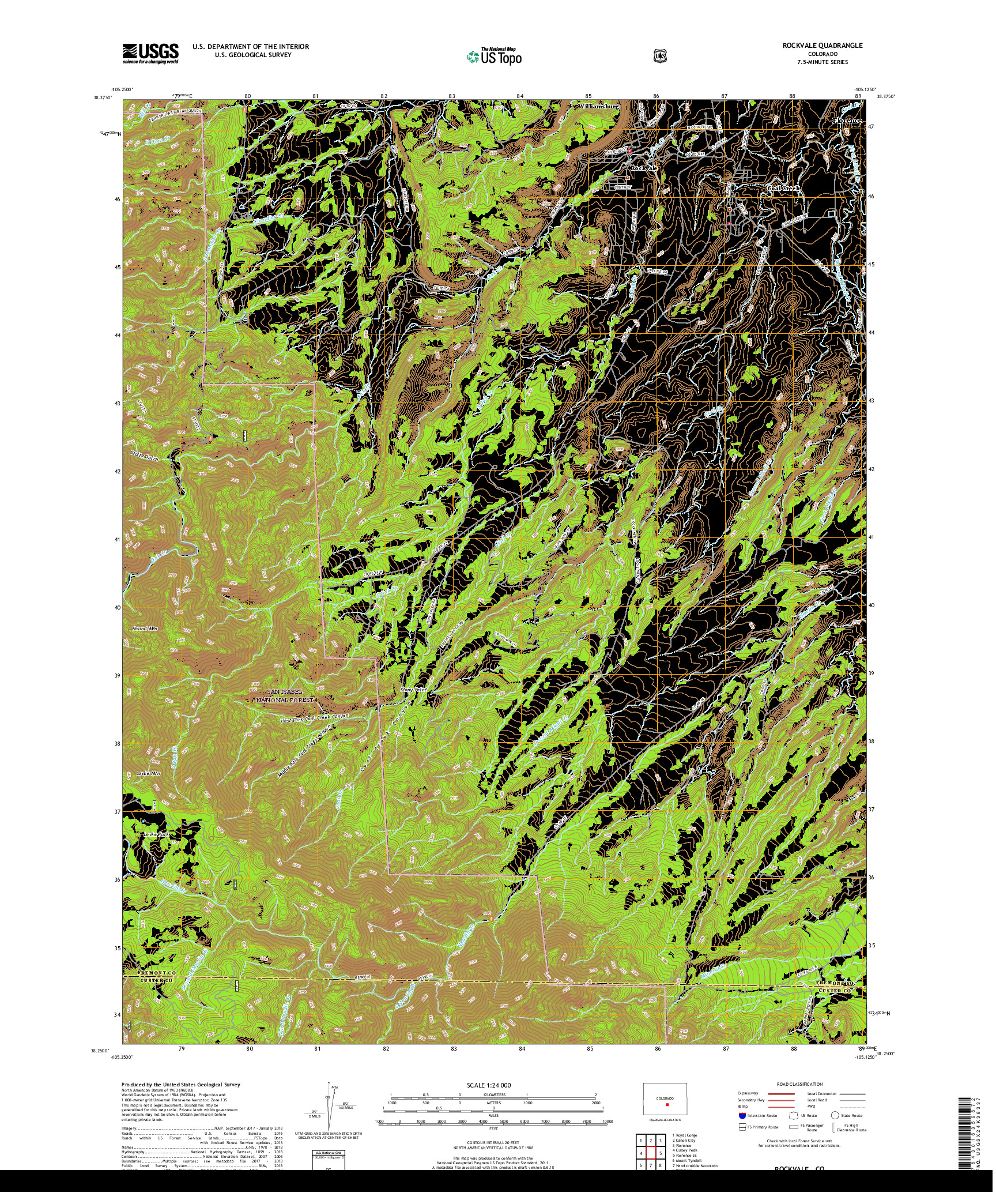 USGS US TOPO 7.5-MINUTE MAP FOR ROCKVALE, CO 2019