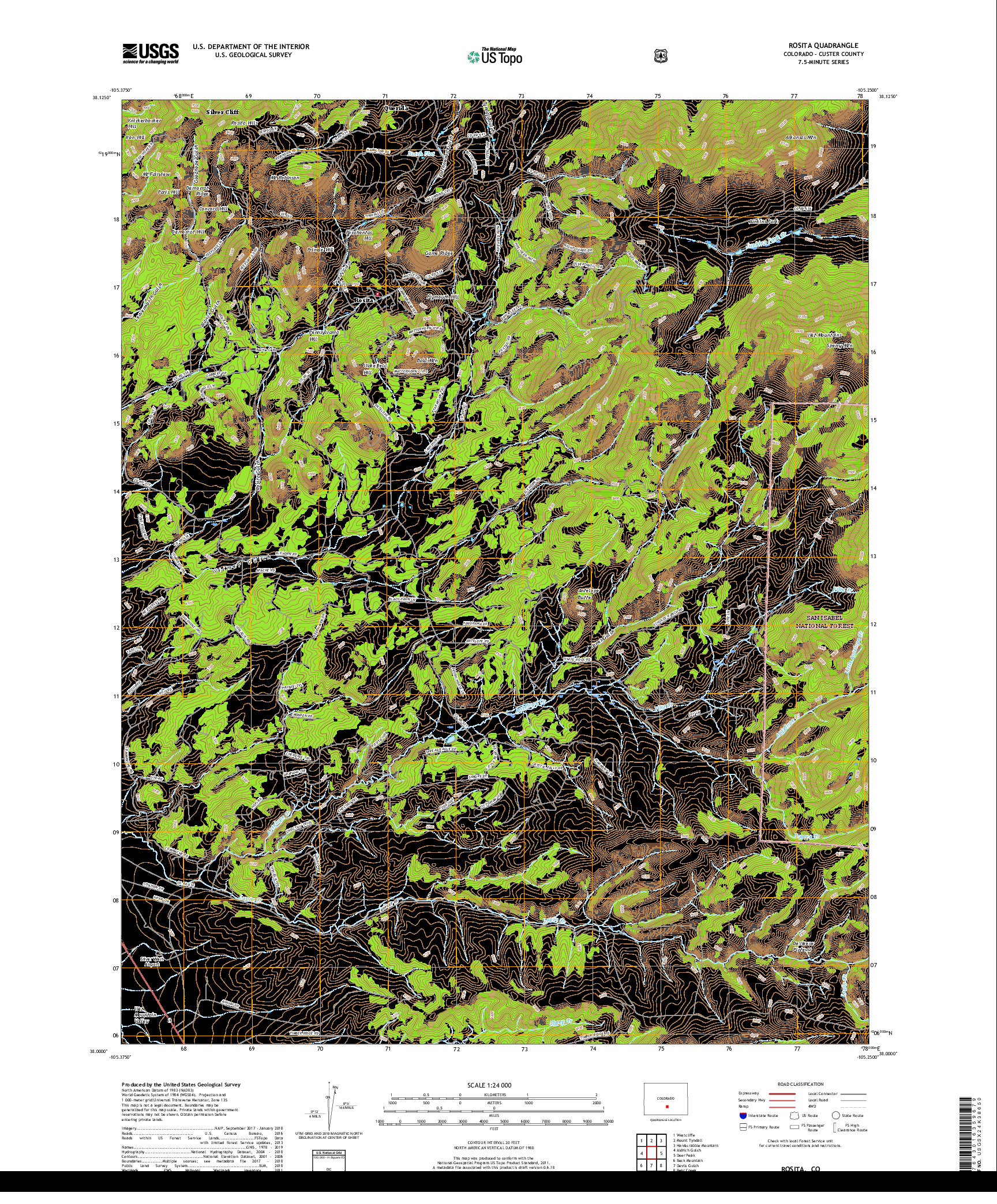 USGS US TOPO 7.5-MINUTE MAP FOR ROSITA, CO 2019