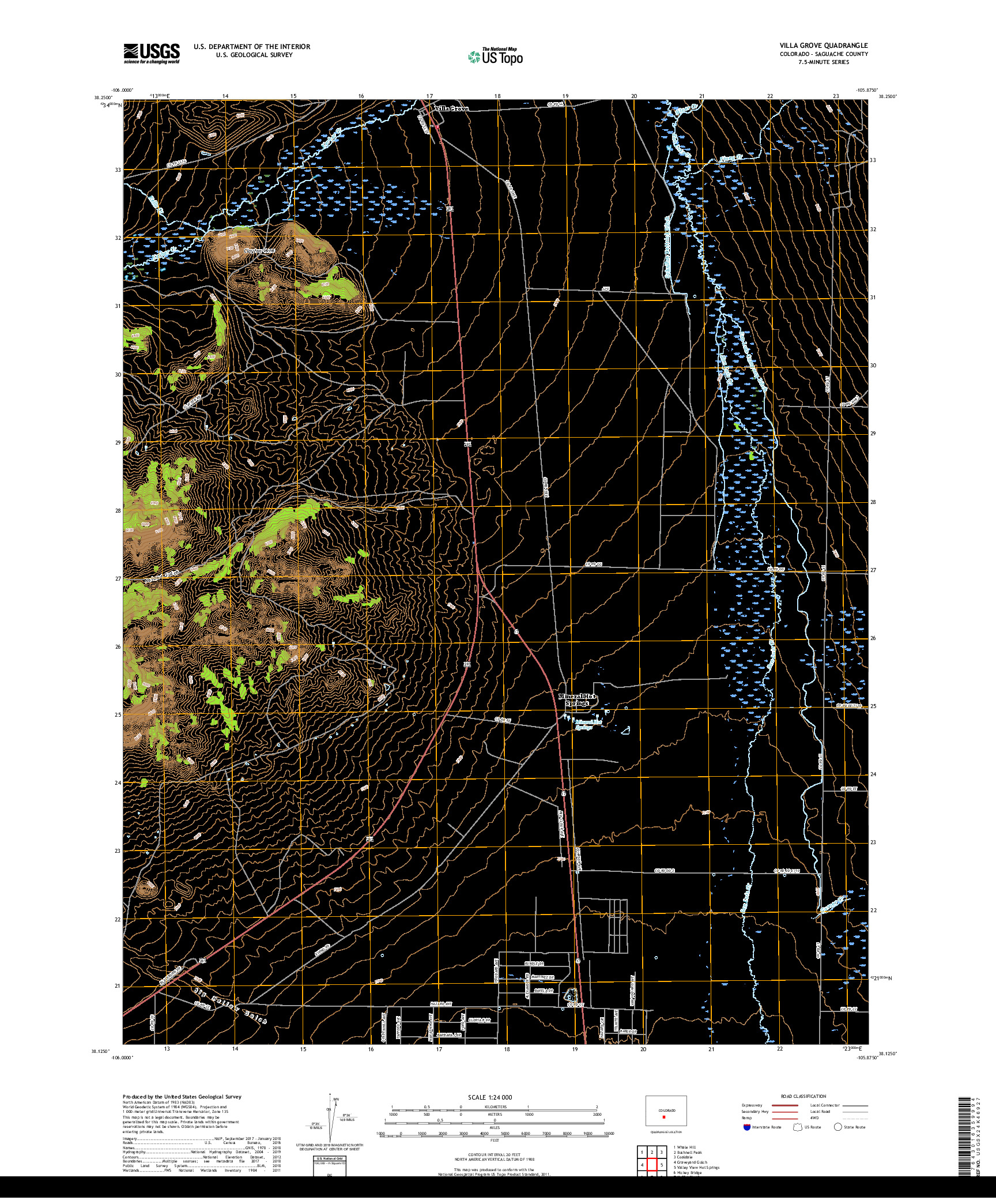 USGS US TOPO 7.5-MINUTE MAP FOR VILLA GROVE, CO 2019