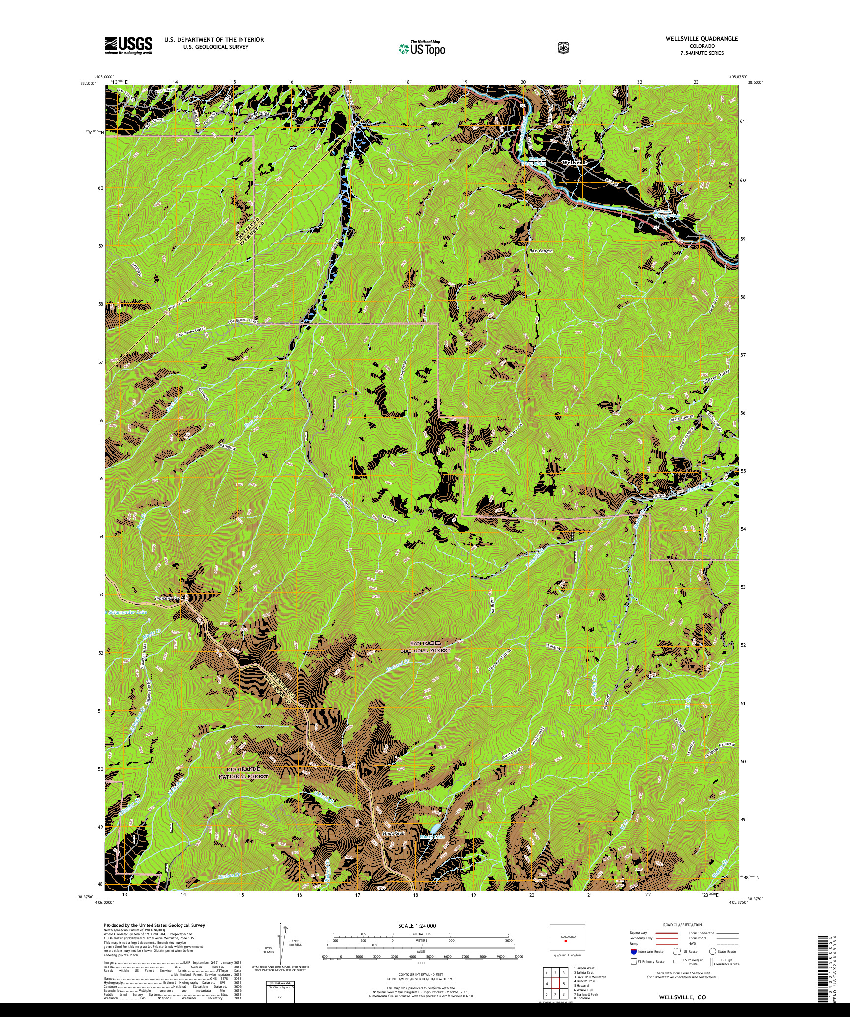 USGS US TOPO 7.5-MINUTE MAP FOR WELLSVILLE, CO 2019