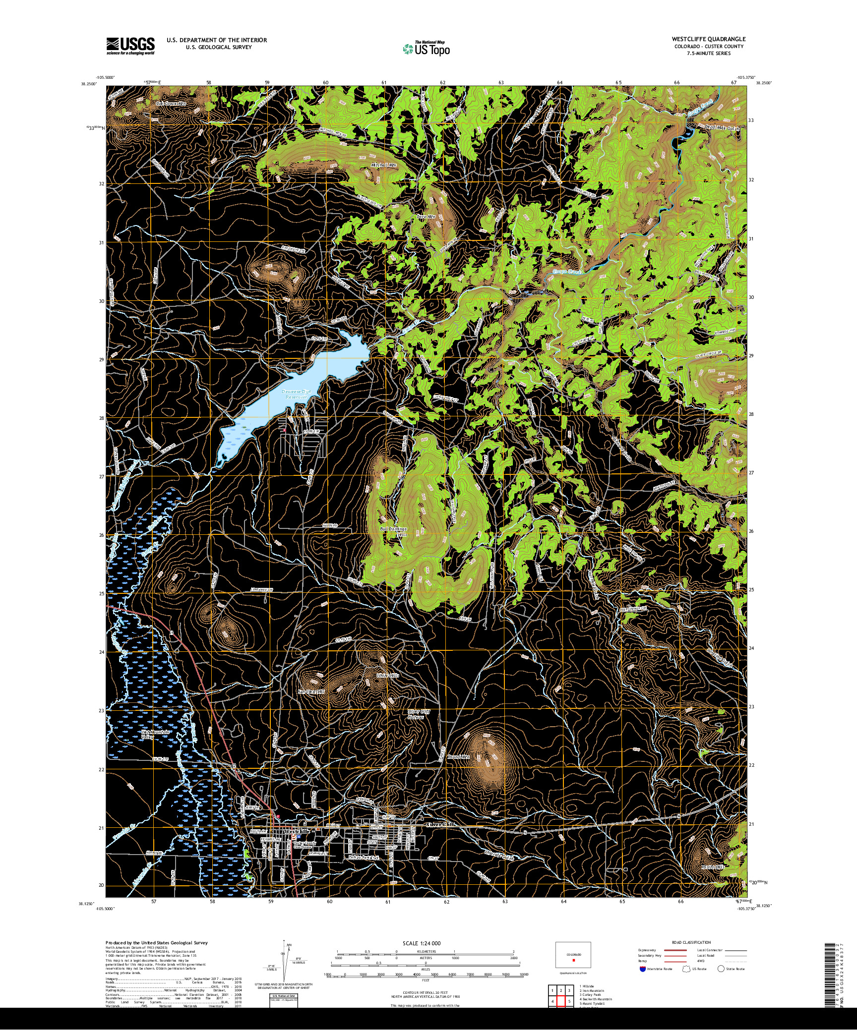 USGS US TOPO 7.5-MINUTE MAP FOR WESTCLIFFE, CO 2019