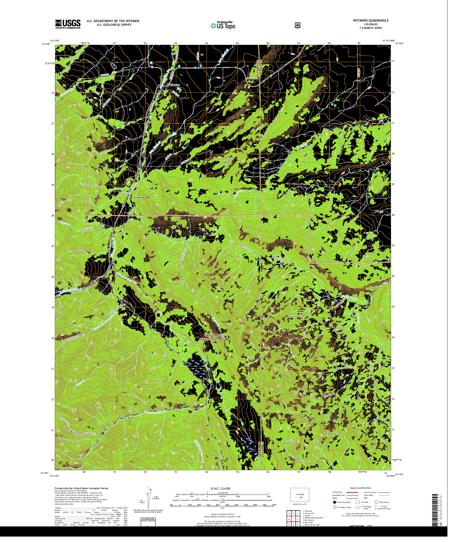 USGS US TOPO 7.5-MINUTE MAP FOR WETMORE, CO 2019