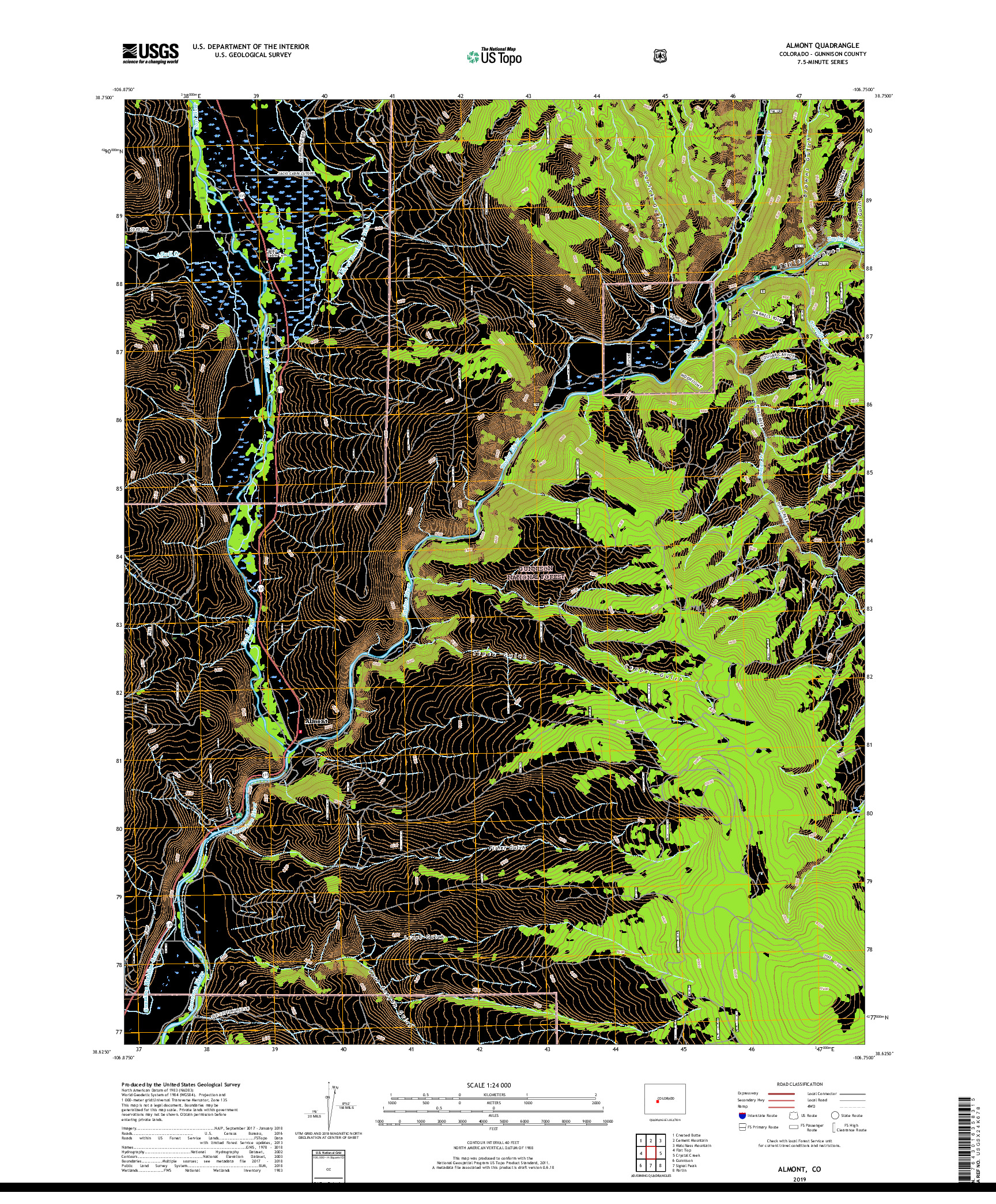 USGS US TOPO 7.5-MINUTE MAP FOR ALMONT, CO 2019