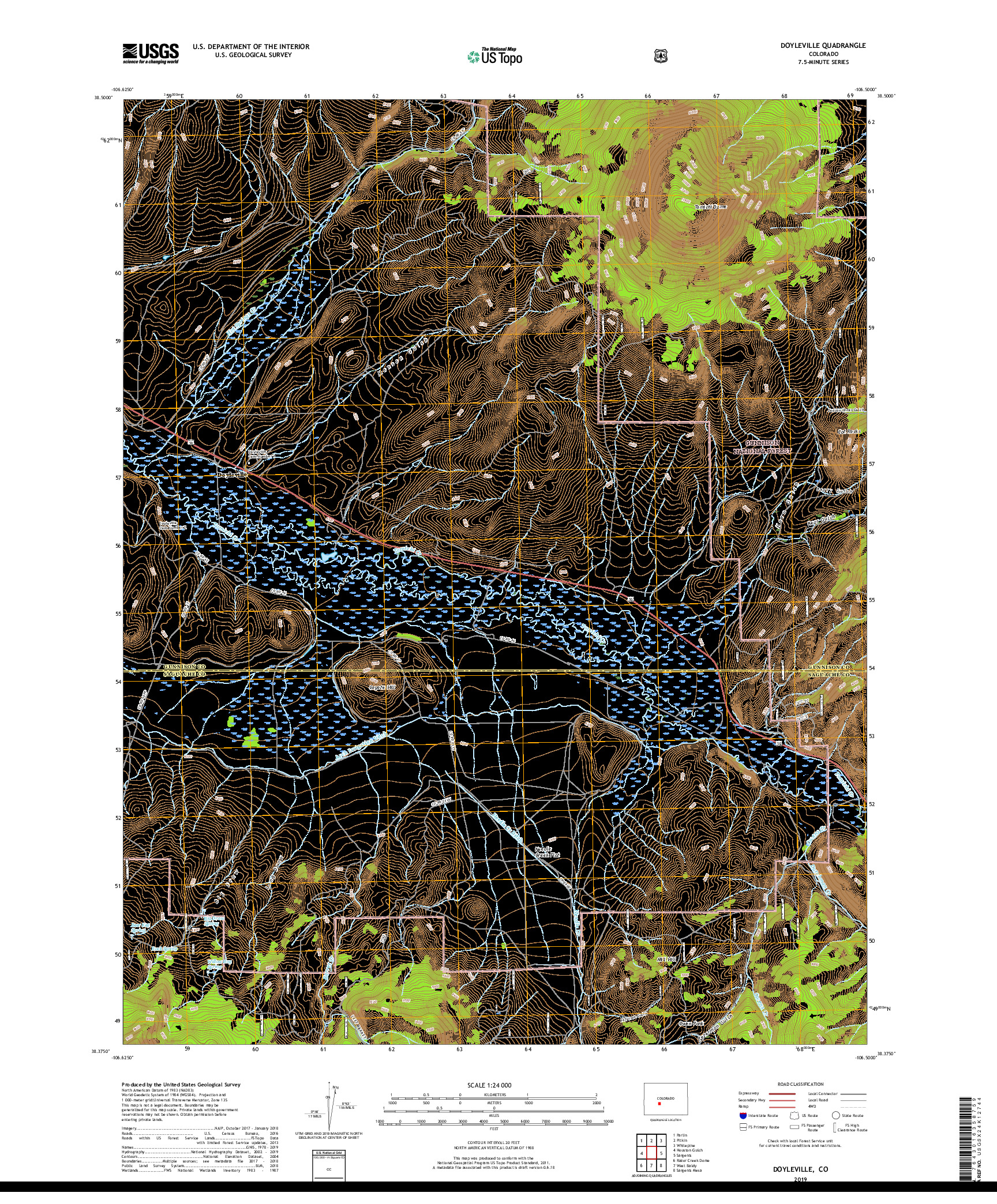 USGS US TOPO 7.5-MINUTE MAP FOR DOYLEVILLE, CO 2019
