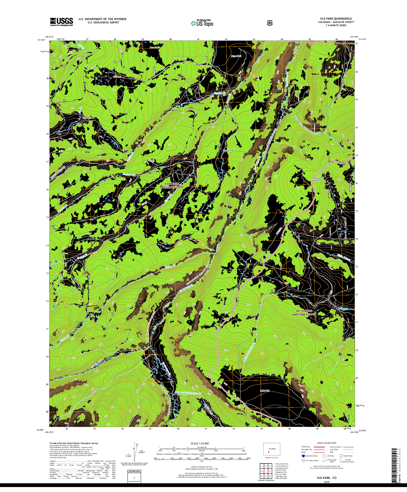 USGS US TOPO 7.5-MINUTE MAP FOR ELK PARK, CO 2019