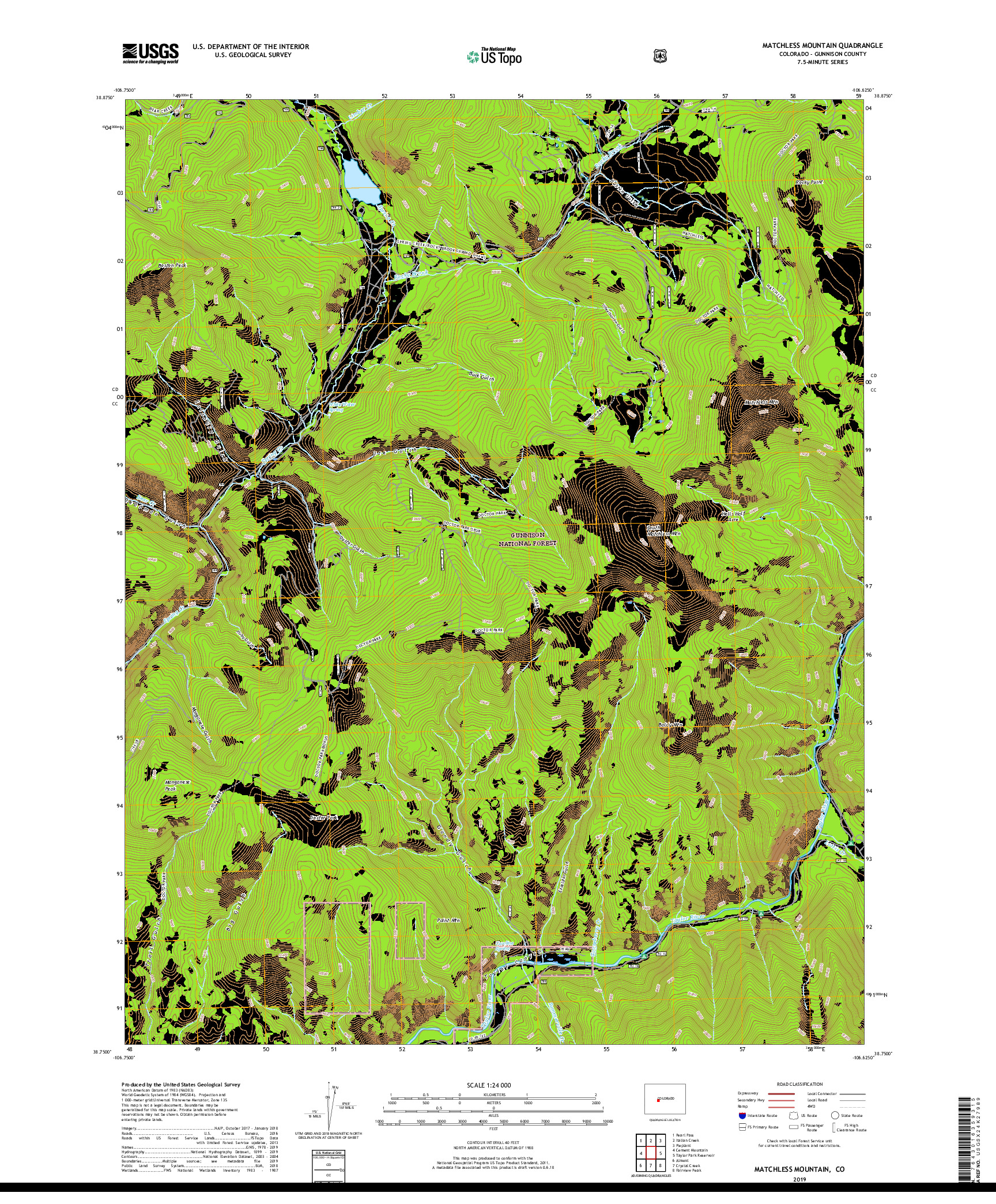 USGS US TOPO 7.5-MINUTE MAP FOR MATCHLESS MOUNTAIN, CO 2019