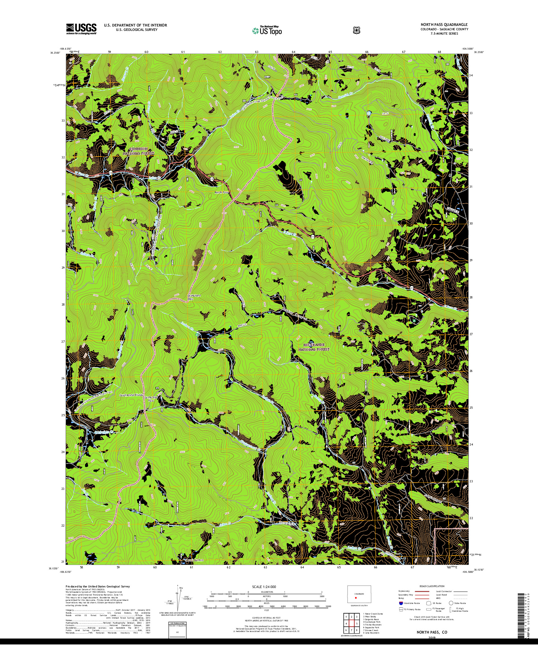 USGS US TOPO 7.5-MINUTE MAP FOR NORTH PASS, CO 2019