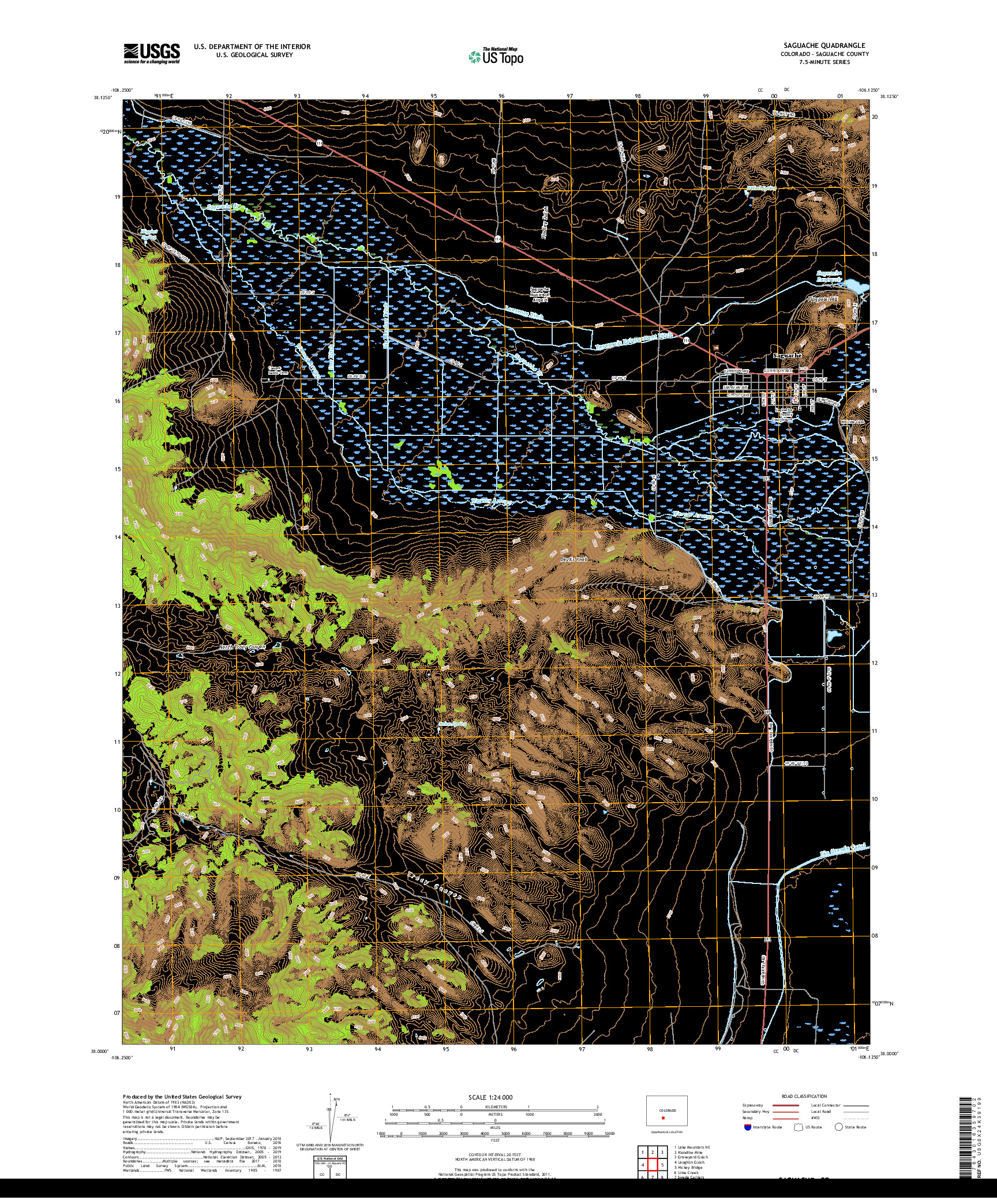 USGS US TOPO 7.5-MINUTE MAP FOR SAGUACHE, CO 2019
