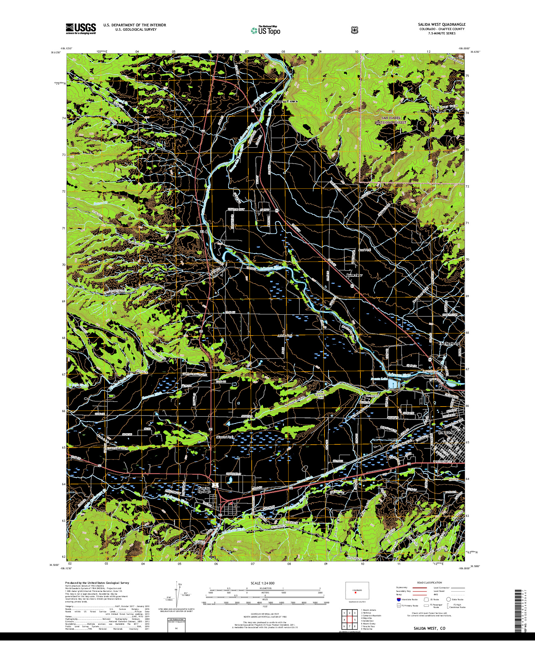 USGS US TOPO 7.5-MINUTE MAP FOR SALIDA WEST, CO 2019