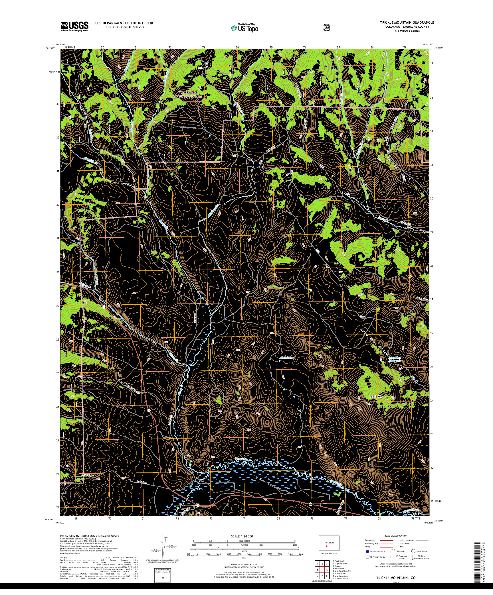 USGS US TOPO 7.5-MINUTE MAP FOR TRICKLE MOUNTAIN, CO 2019