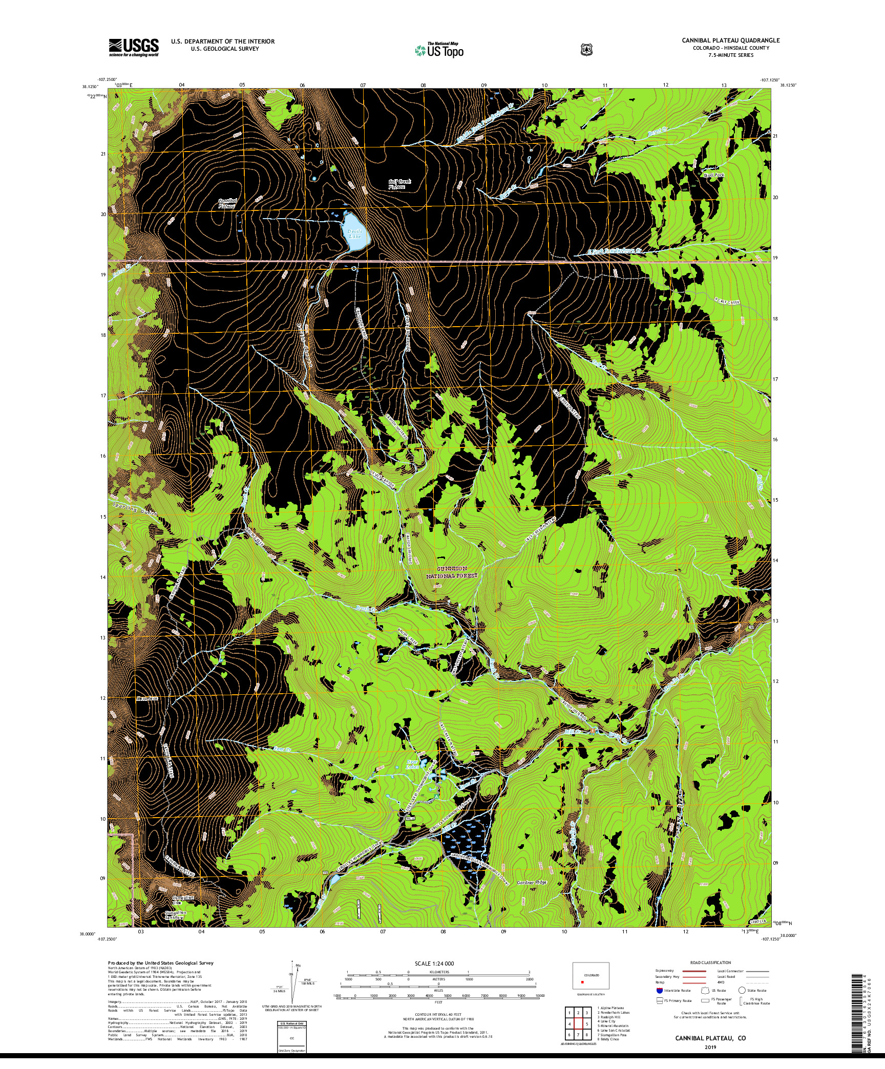 USGS US TOPO 7.5-MINUTE MAP FOR CANNIBAL PLATEAU, CO 2019