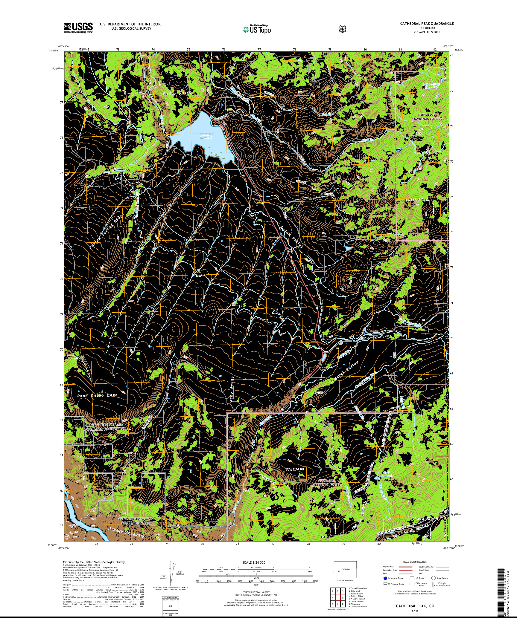 USGS US TOPO 7.5-MINUTE MAP FOR CATHEDRAL PEAK, CO 2019