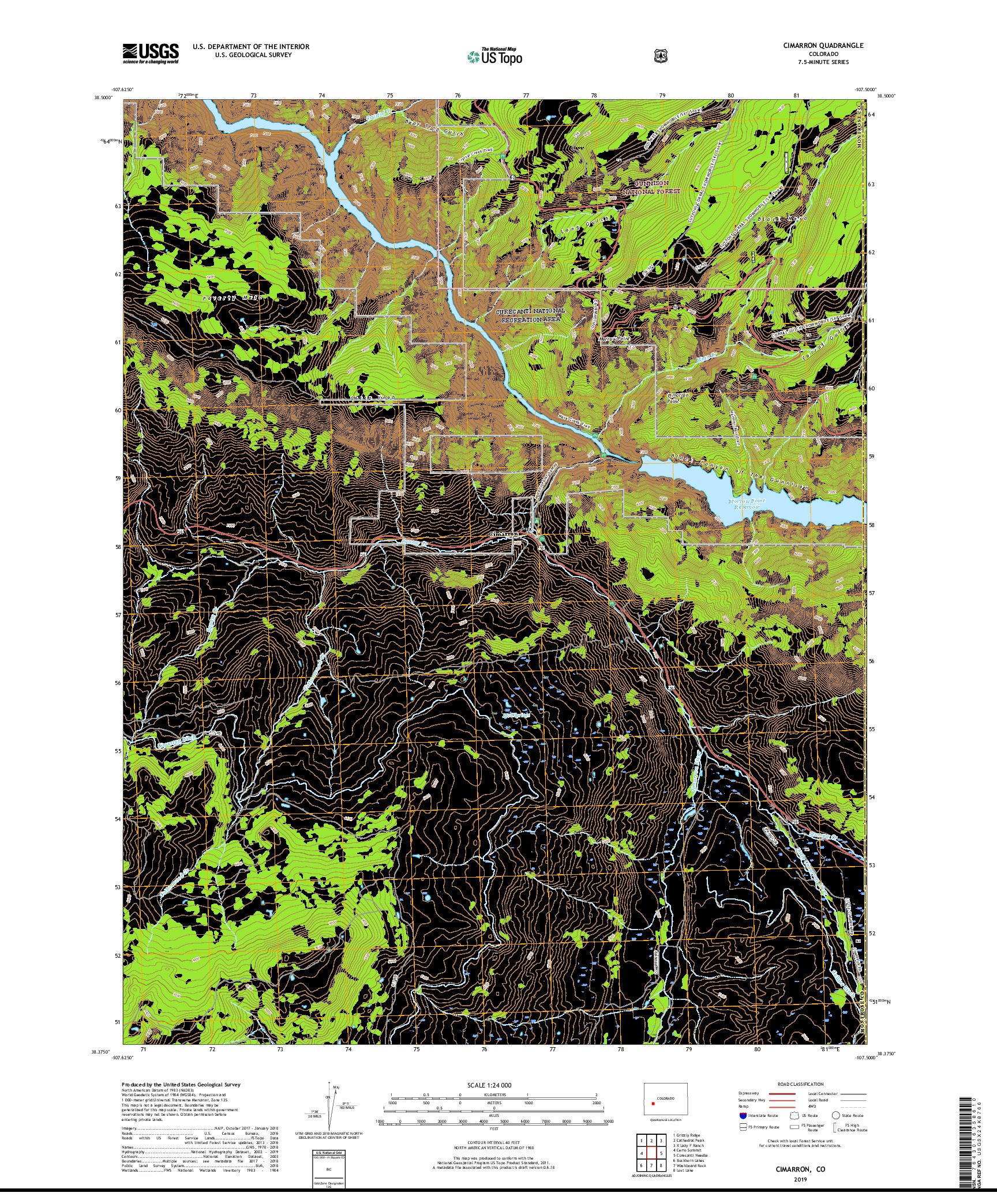 USGS US TOPO 7.5-MINUTE MAP FOR CIMARRON, CO 2019