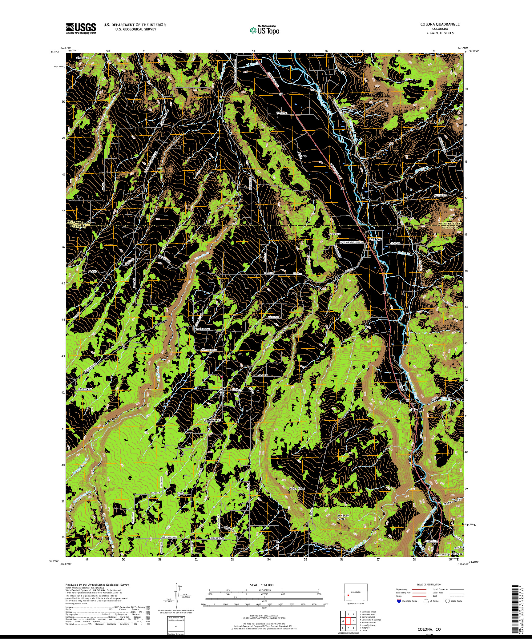 USGS US TOPO 7.5-MINUTE MAP FOR COLONA, CO 2019