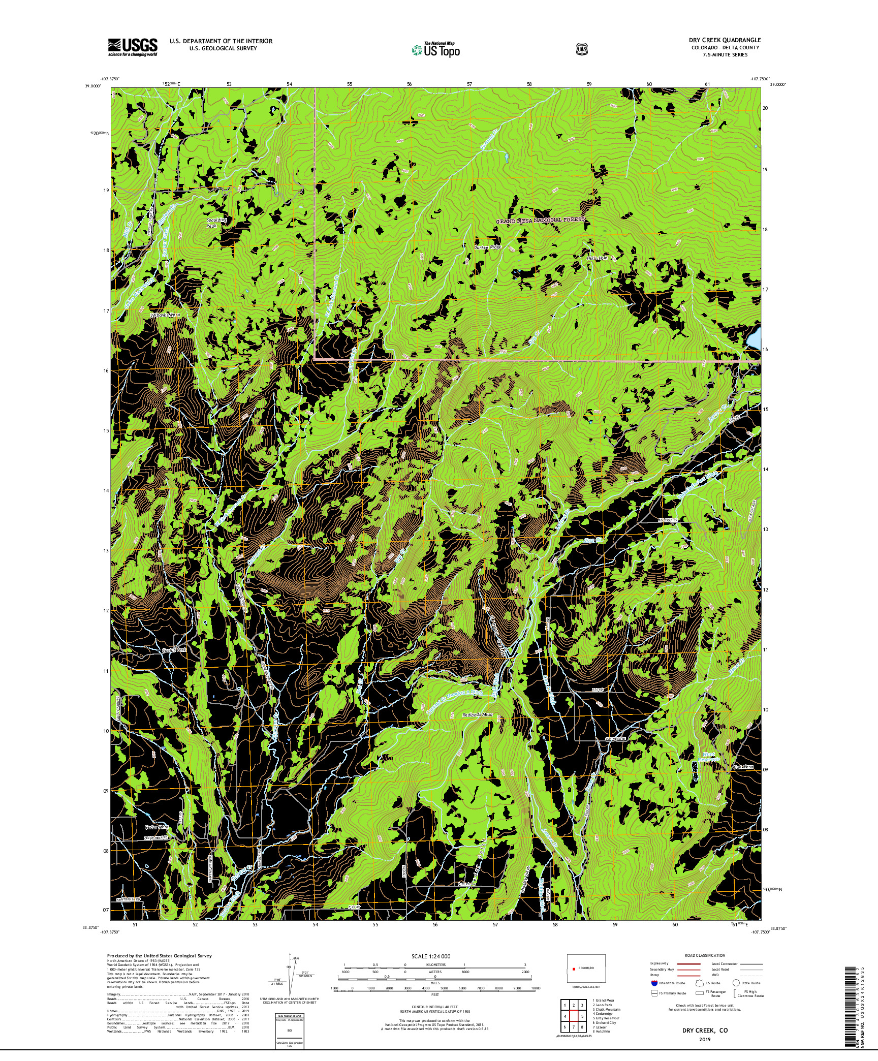 USGS US TOPO 7.5-MINUTE MAP FOR DRY CREEK, CO 2019