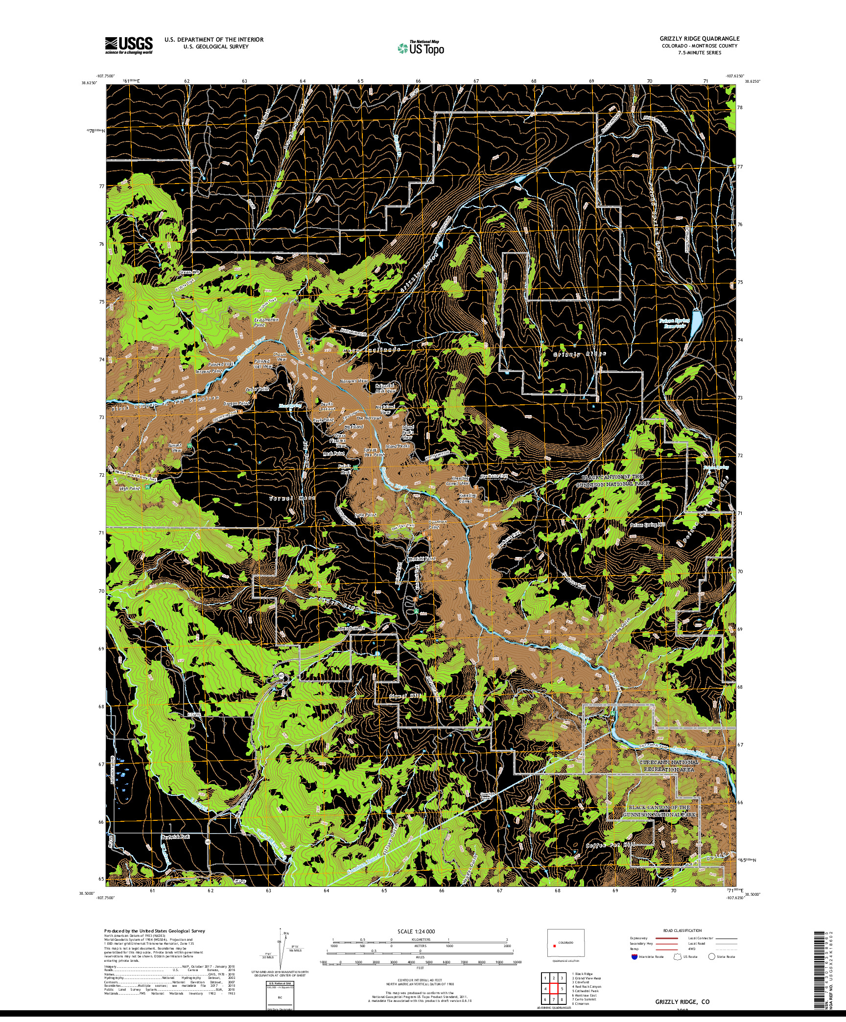 USGS US TOPO 7.5-MINUTE MAP FOR GRIZZLY RIDGE, CO 2019