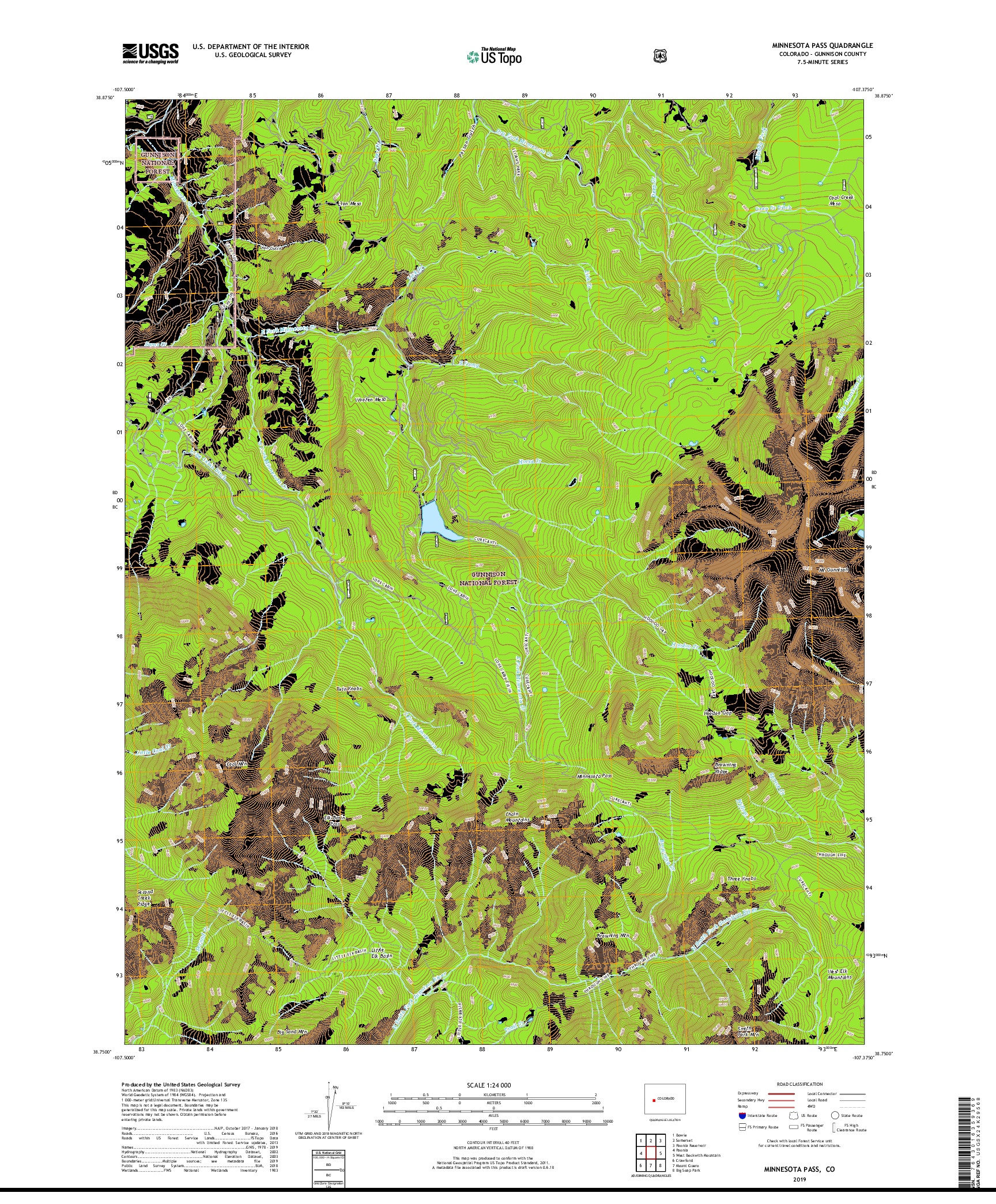 USGS US TOPO 7.5-MINUTE MAP FOR MINNESOTA PASS, CO 2019