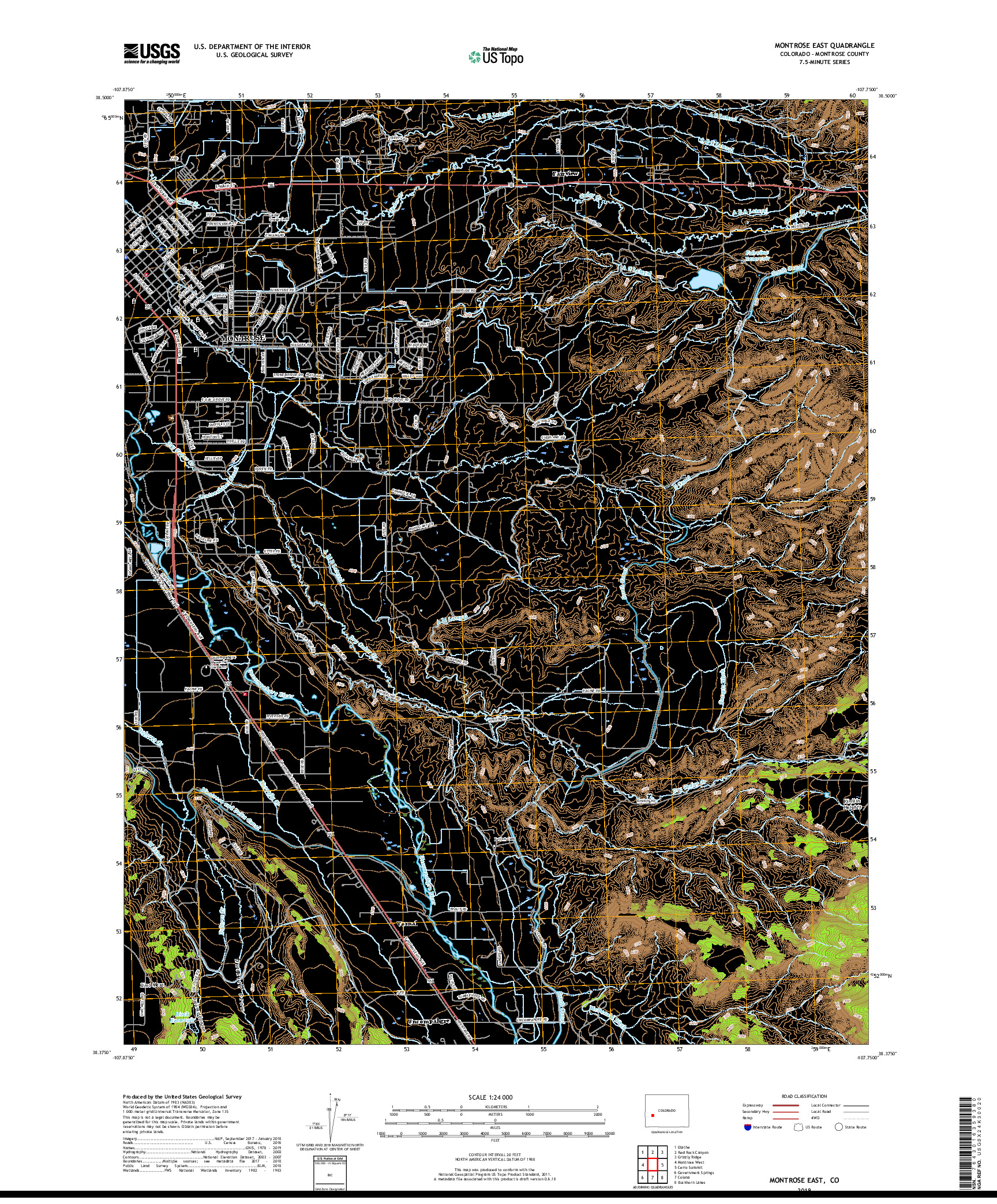 USGS US TOPO 7.5-MINUTE MAP FOR MONTROSE EAST, CO 2019