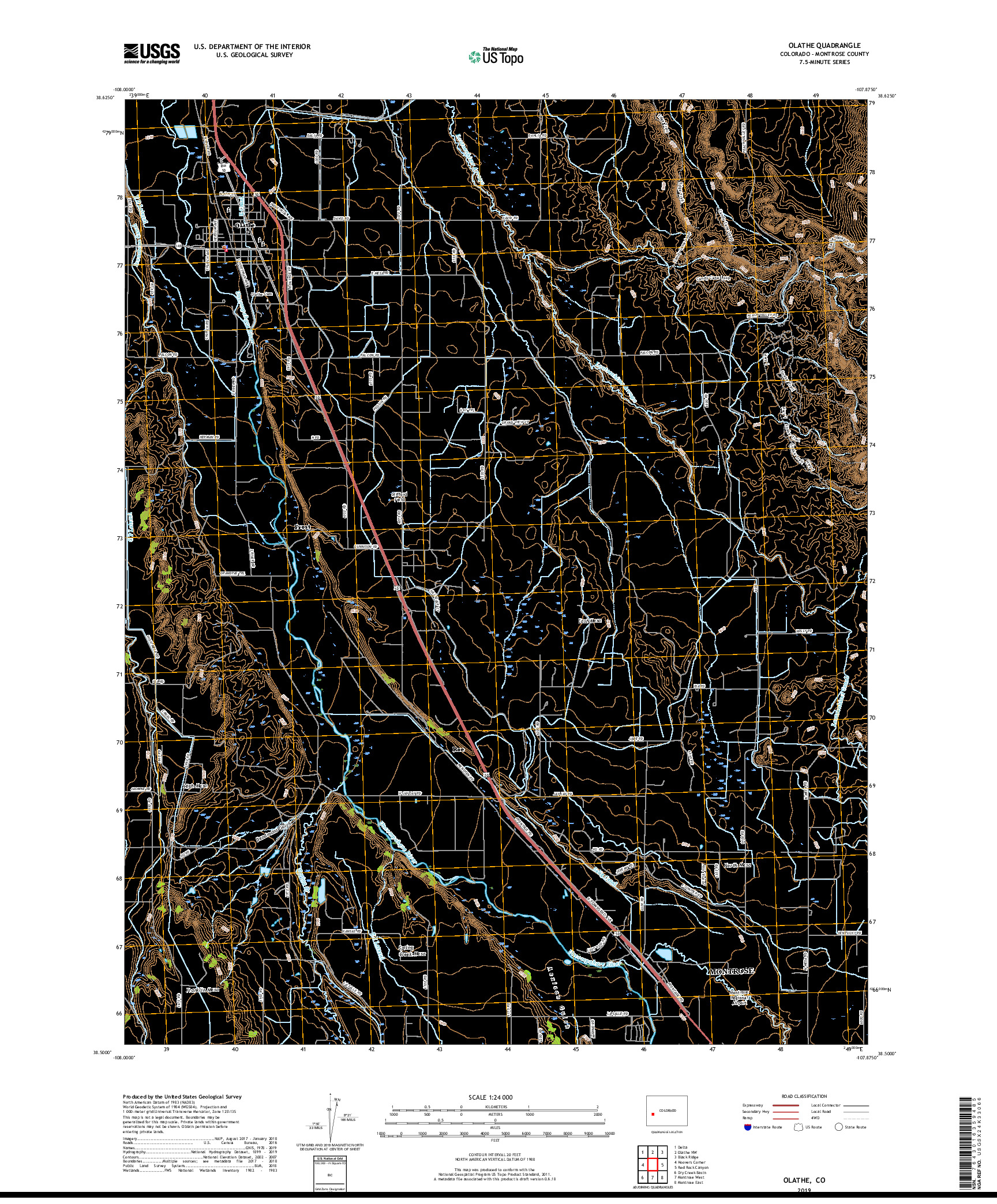USGS US TOPO 7.5-MINUTE MAP FOR OLATHE, CO 2019