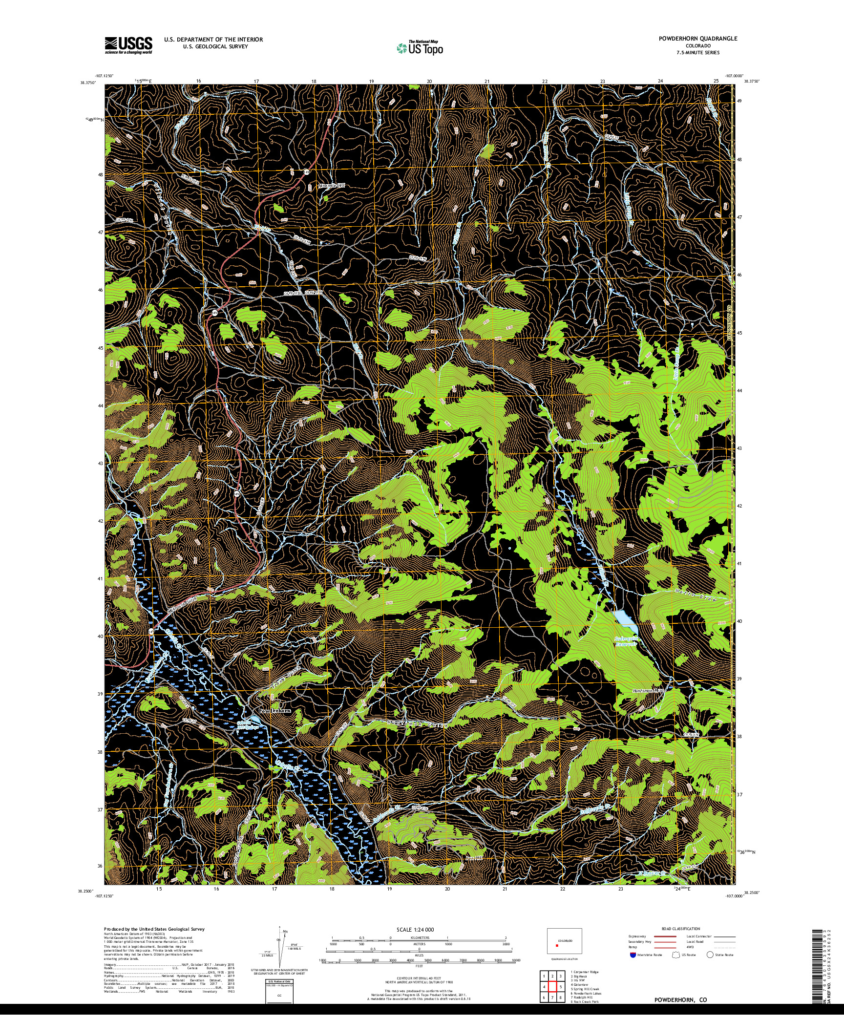 USGS US TOPO 7.5-MINUTE MAP FOR POWDERHORN, CO 2019