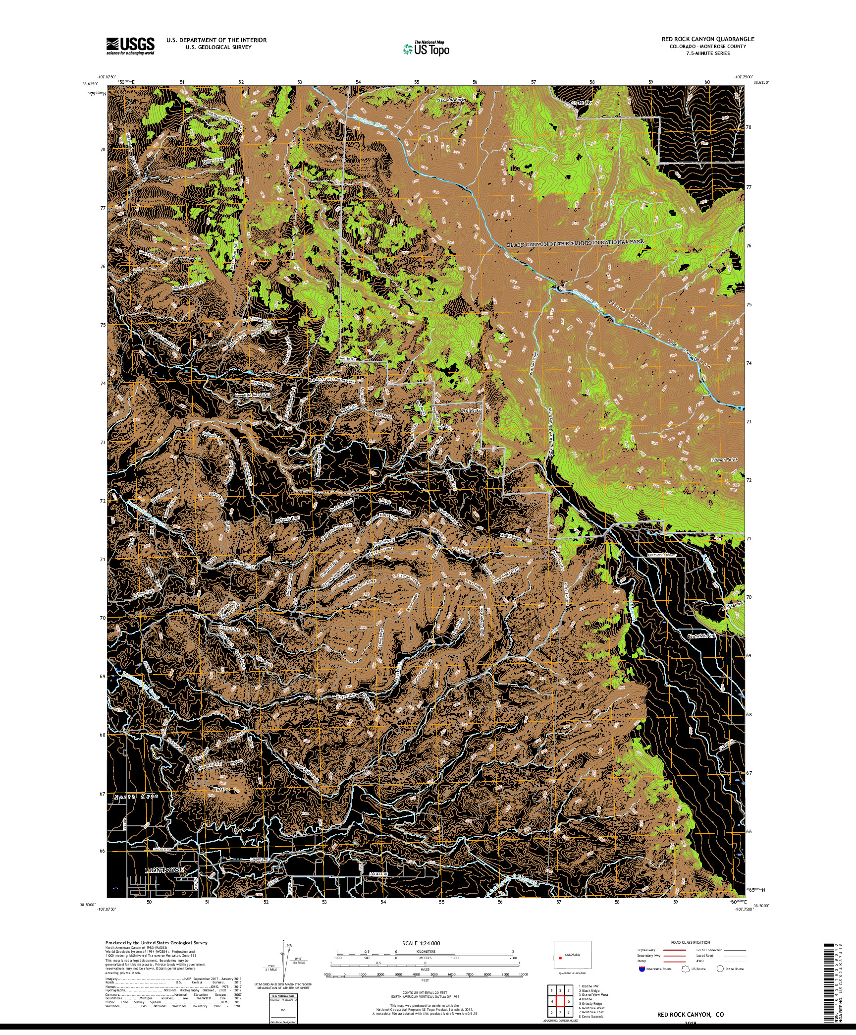 USGS US TOPO 7.5-MINUTE MAP FOR RED ROCK CANYON, CO 2019