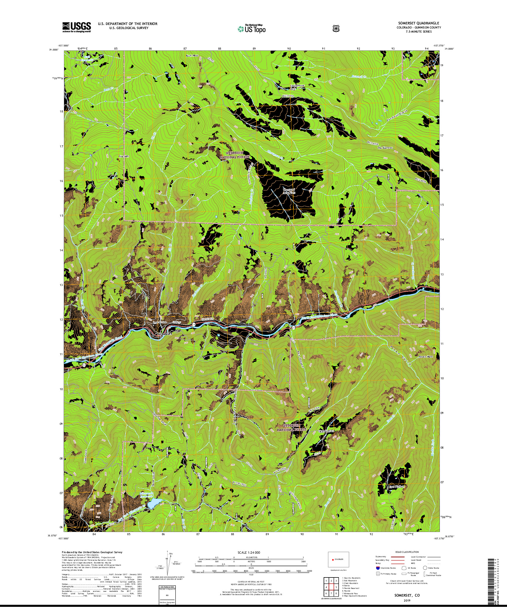 USGS US TOPO 7.5-MINUTE MAP FOR SOMERSET, CO 2019