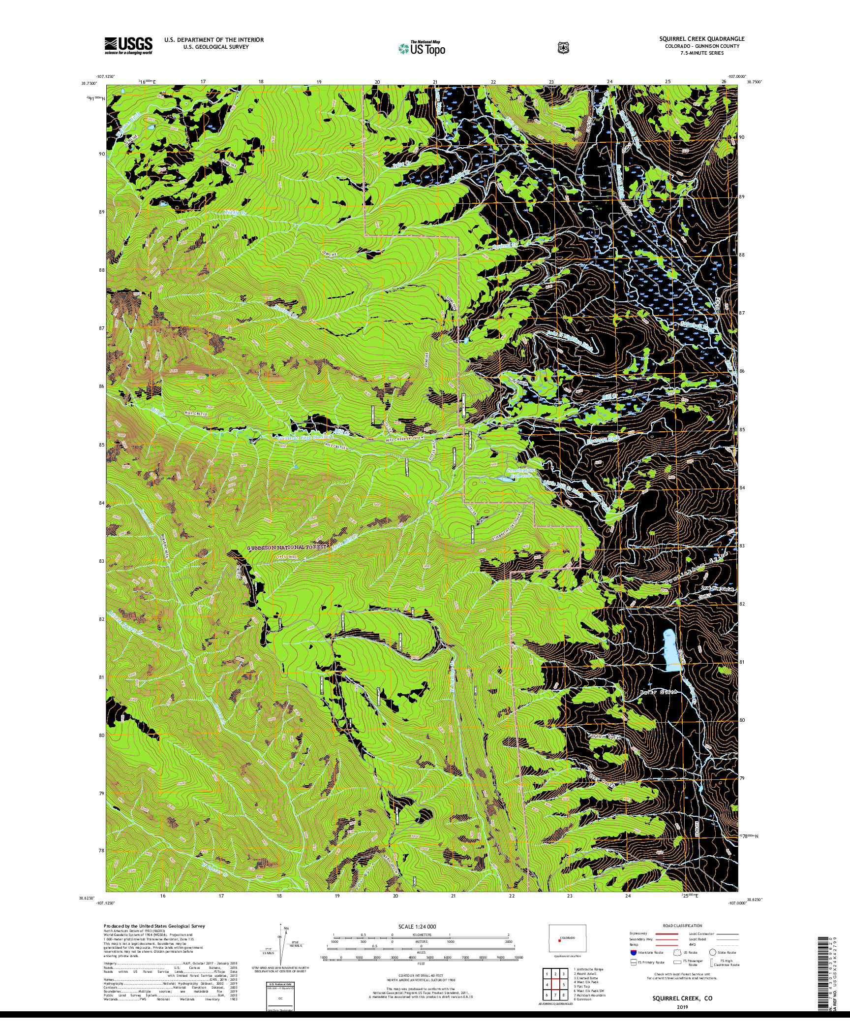 USGS US TOPO 7.5-MINUTE MAP FOR SQUIRREL CREEK, CO 2019