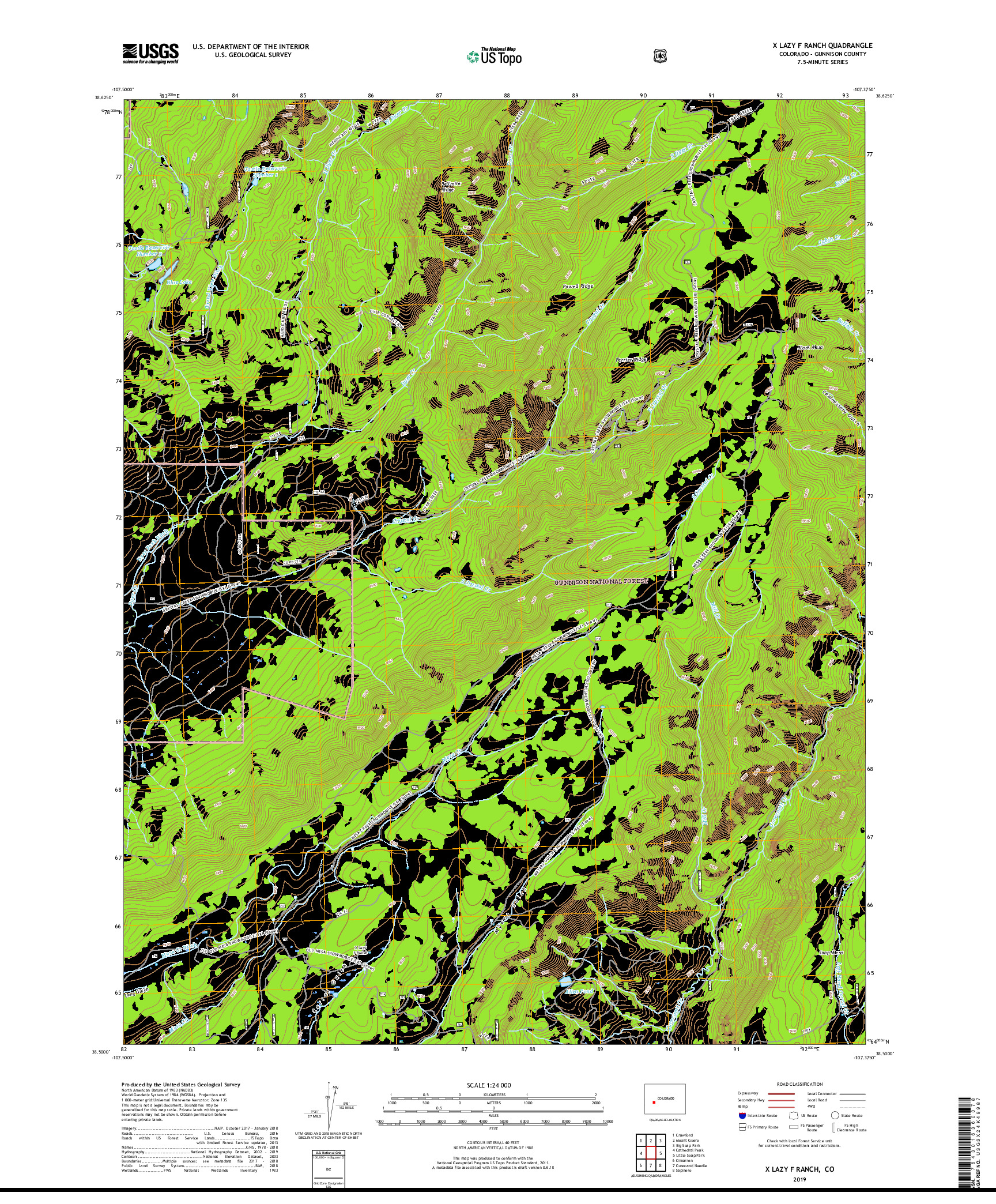 USGS US TOPO 7.5-MINUTE MAP FOR X LAZY F RANCH, CO 2019