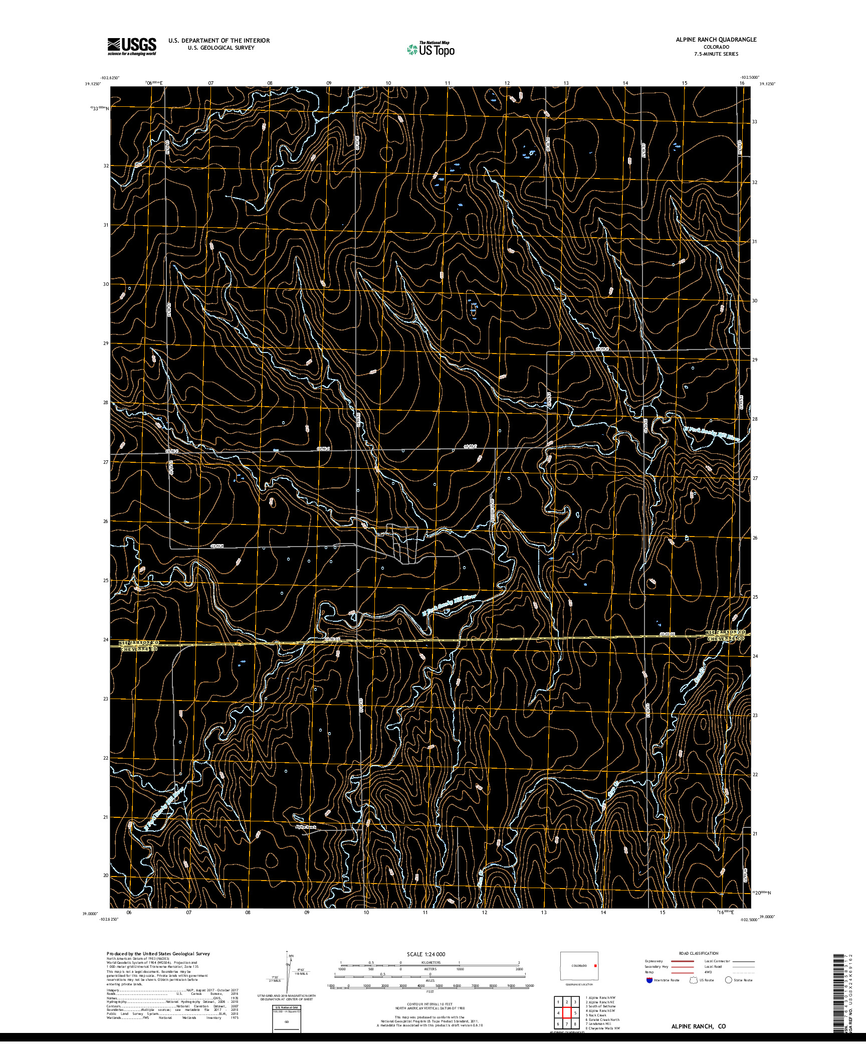 USGS US TOPO 7.5-MINUTE MAP FOR ALPINE RANCH, CO 2019