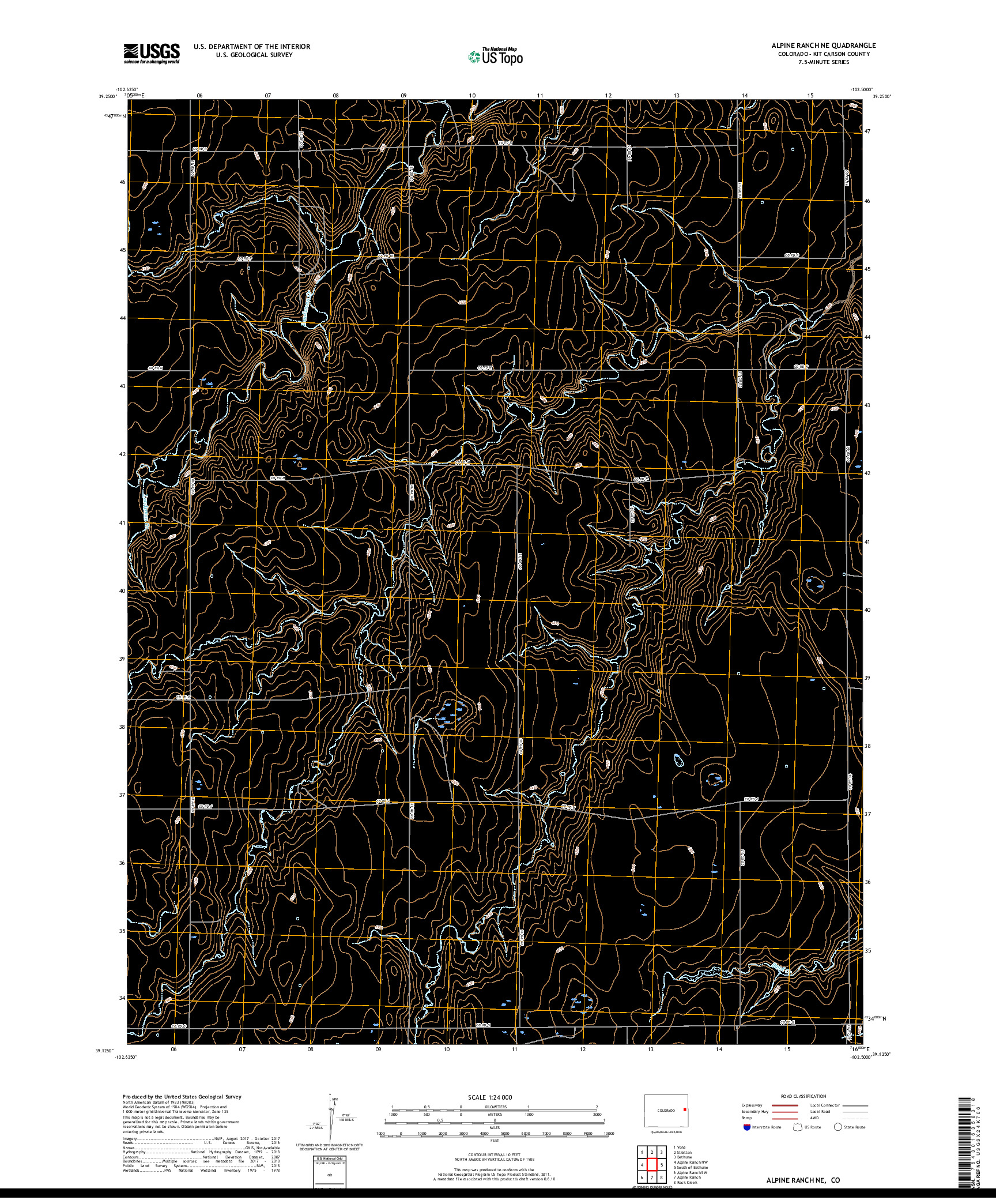 USGS US TOPO 7.5-MINUTE MAP FOR ALPINE RANCH NE, CO 2019