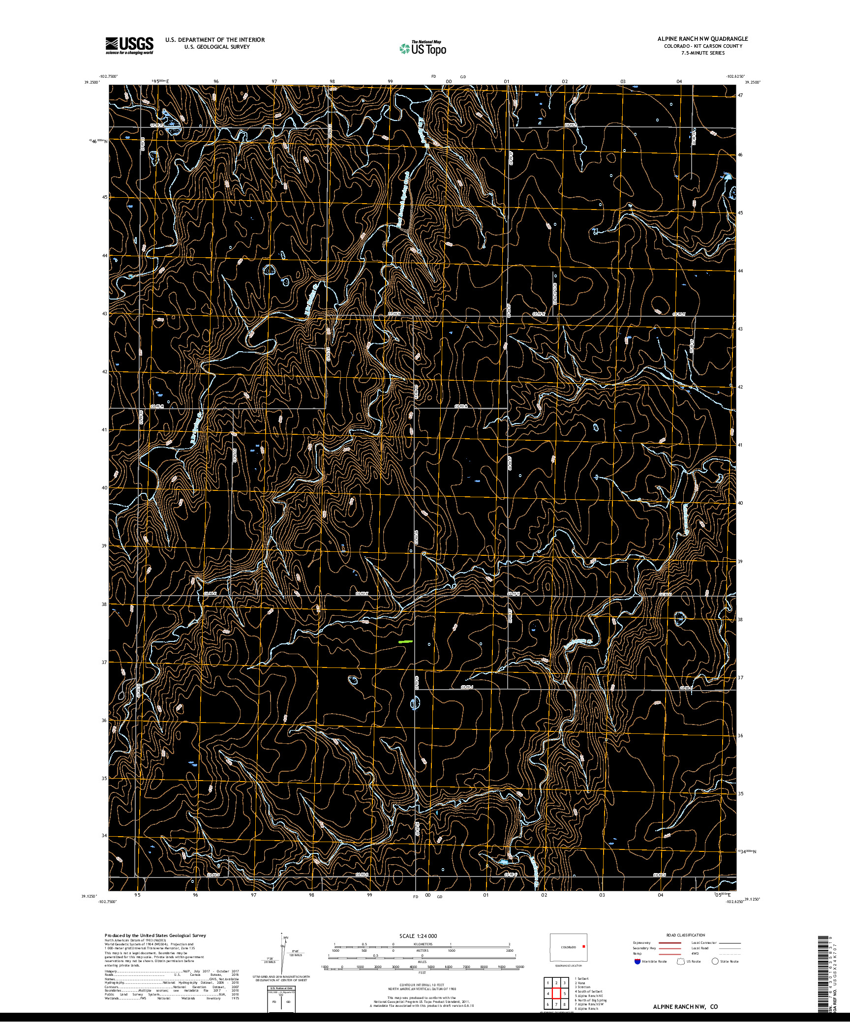 USGS US TOPO 7.5-MINUTE MAP FOR ALPINE RANCH NW, CO 2019